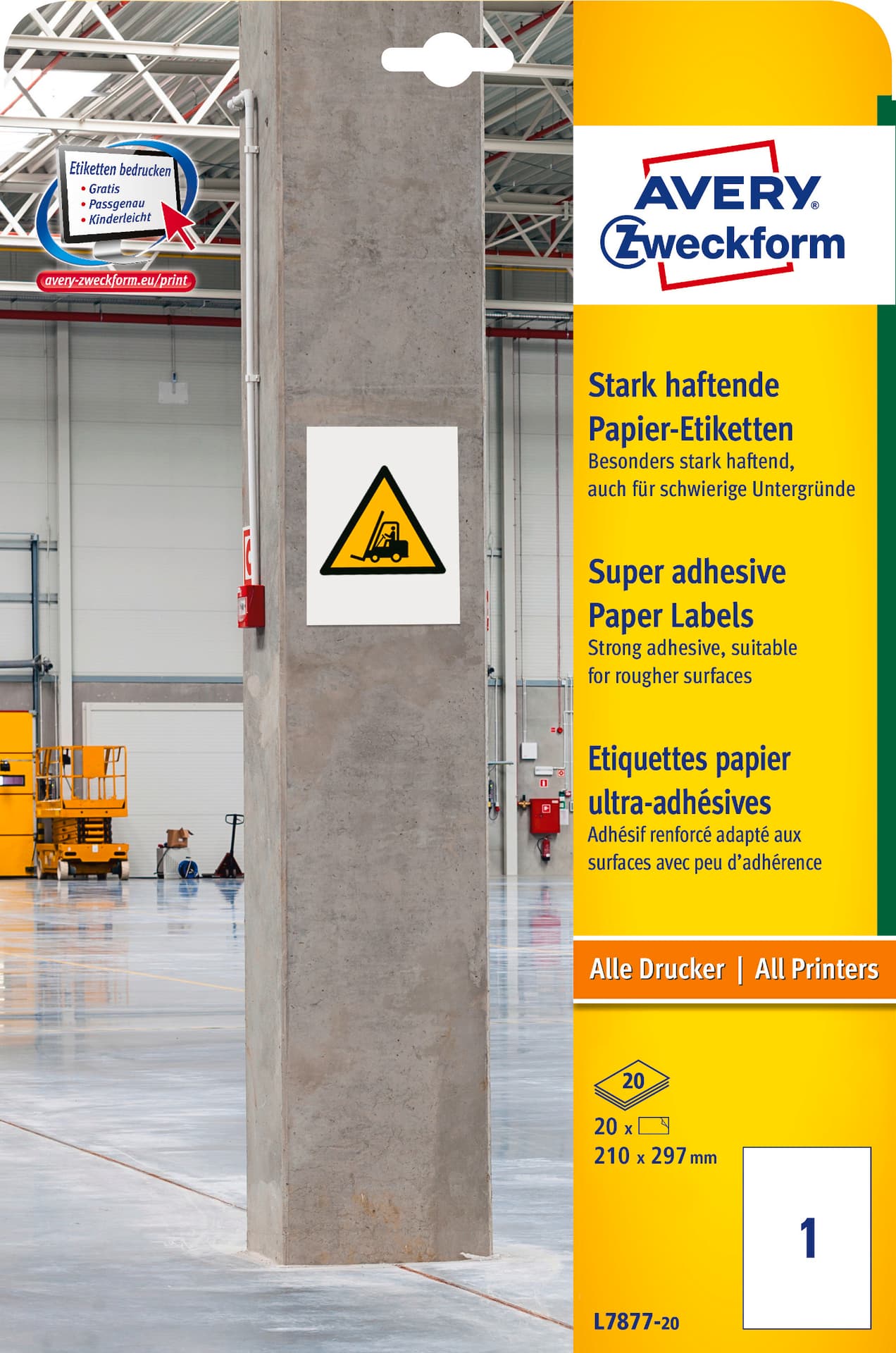 

Etykiety papierowe 210x297mm (20arkuszy) L7877-20 AVERY ZWECKFORM, 20arkuszy) l7877-20 avery zweckfor