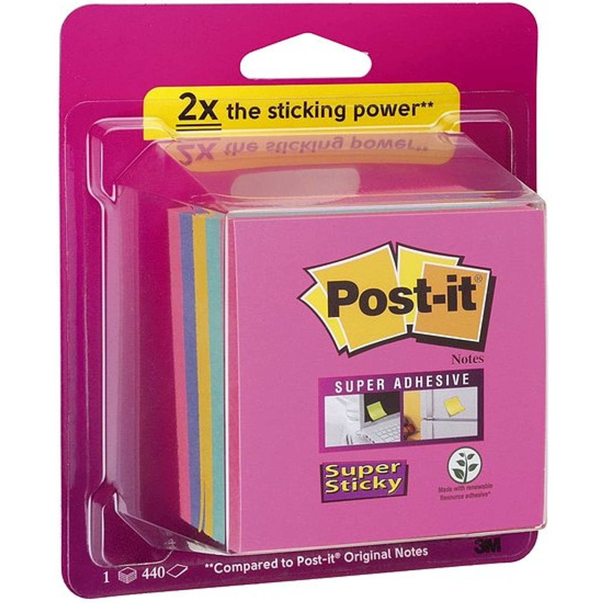 

Karteczki samoprzylepne 76x76mm tęczowe Super Sticky 440 kartek UU009909712 POST-IT 3M