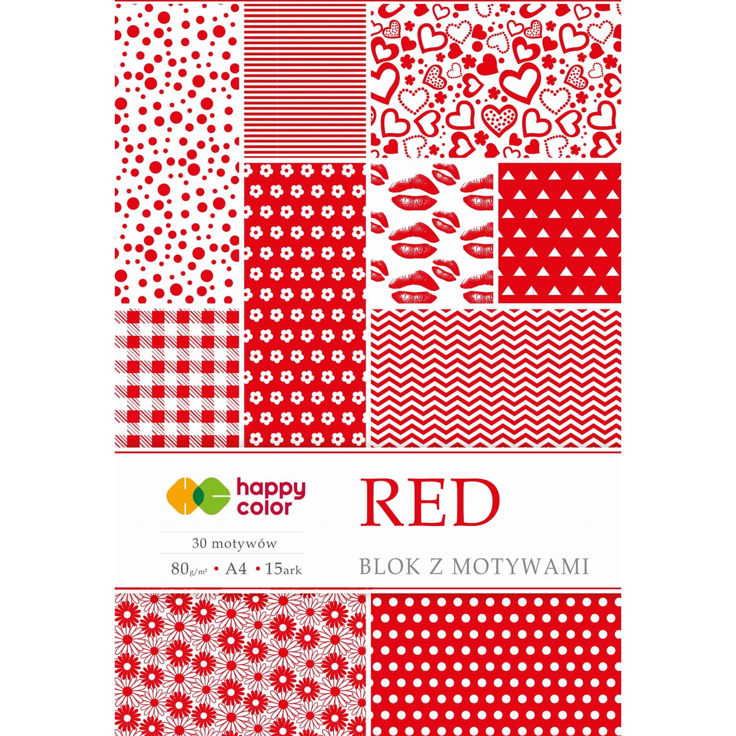 

Blok z motywami RED A4 15ark.,30motyw. HAPPY COLOR HA 3808 2030-R