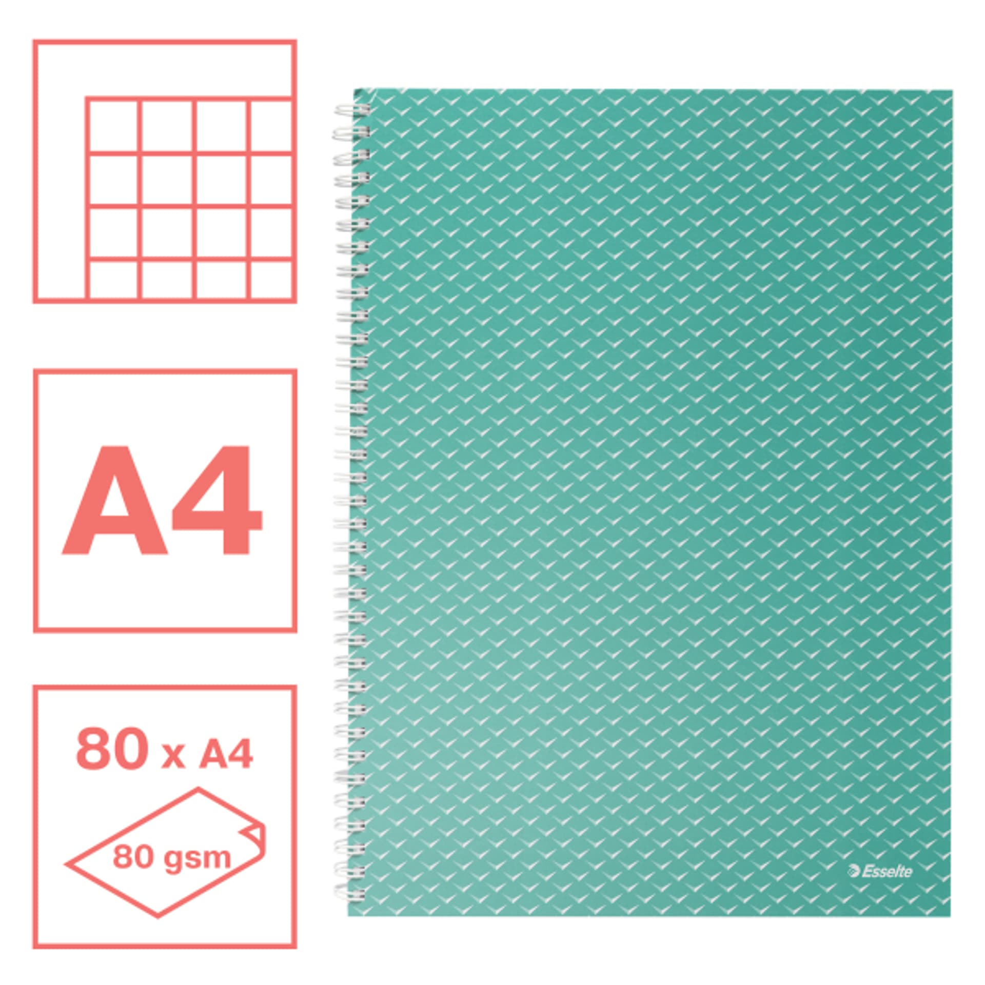 

Kołonotatnik Colour`Breeze A4 w kratkę zielony 628477 ESSELTE