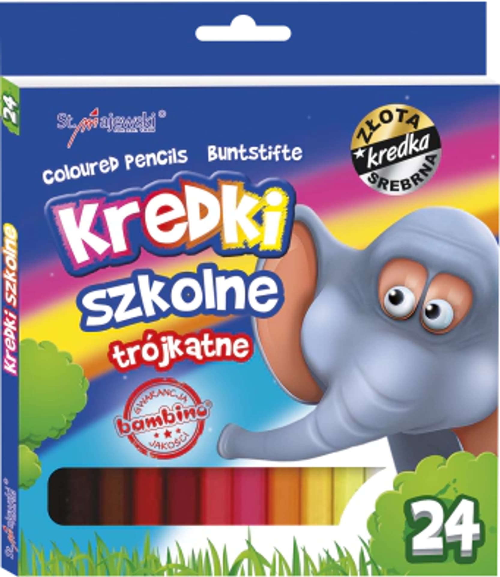 

Kredki ołówkowe trójkątne BAMBINO 24 kolorów opakowanie kartonowe St.Majewski