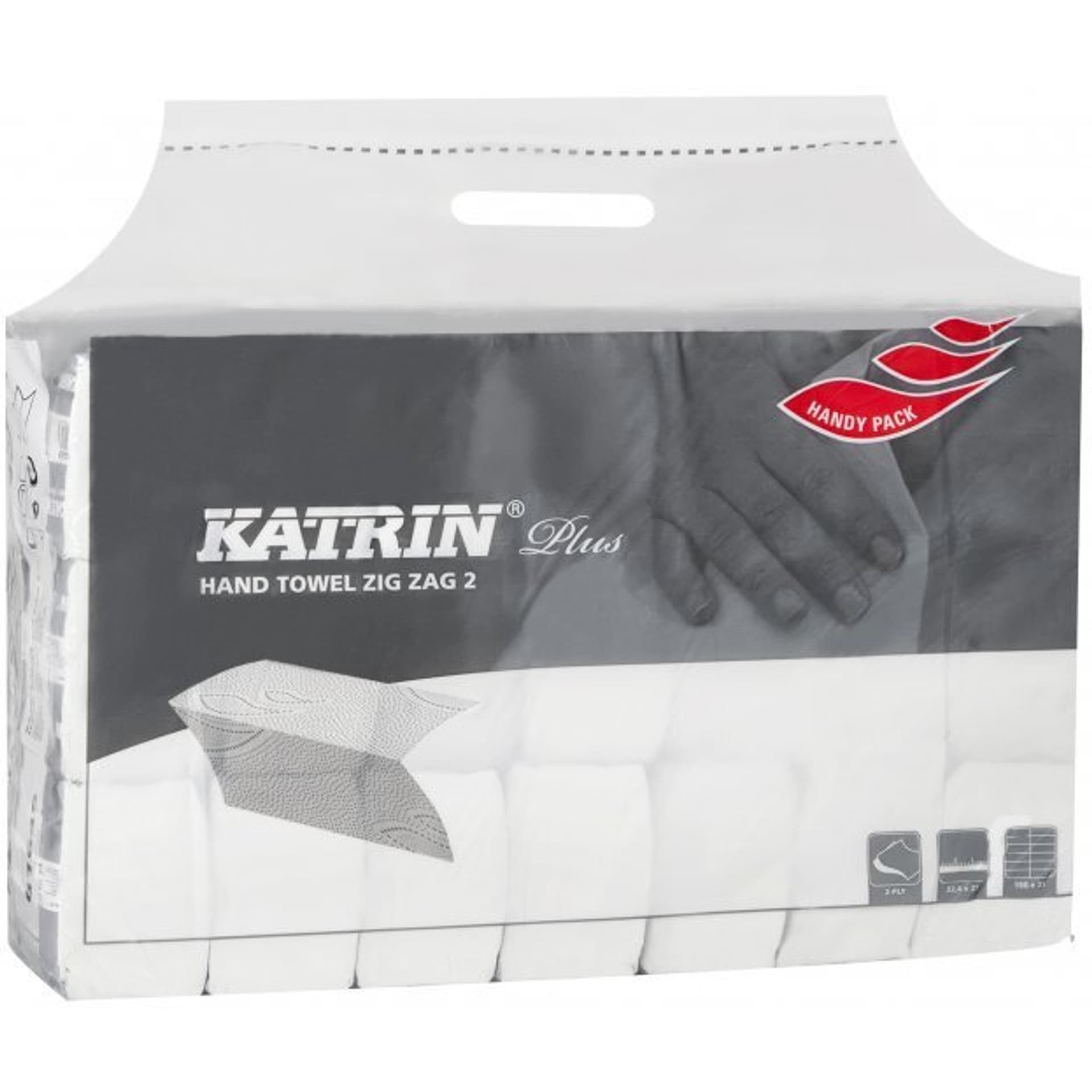 

Ręcznik ZZ KATRIN biały 100%celuloza 2w. 150list/20op 232mm*230mm 65968/431463