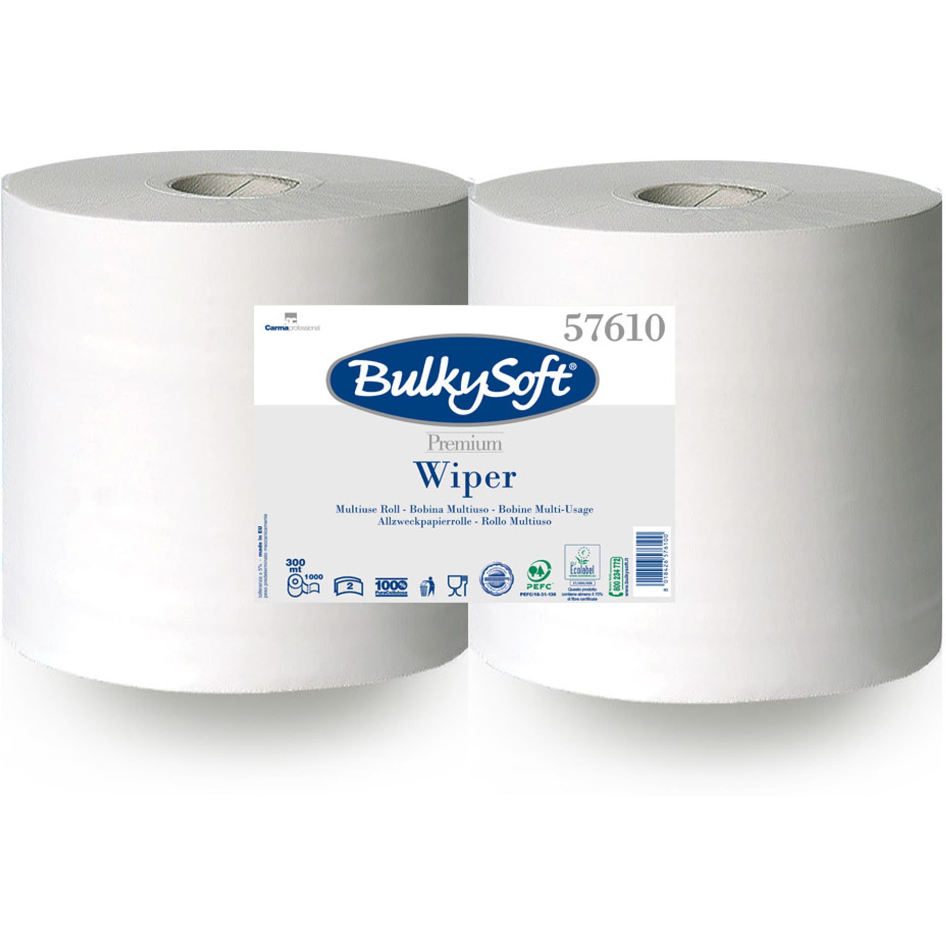 

Papierowe czyściwo Premium 2w. 300m (2szt) białe, celuloza, niepylące 1000odcinków 57610 BulkySoft, 2szt) białe/celuloza/niepylące 1000odcinków 57610 bulkysof