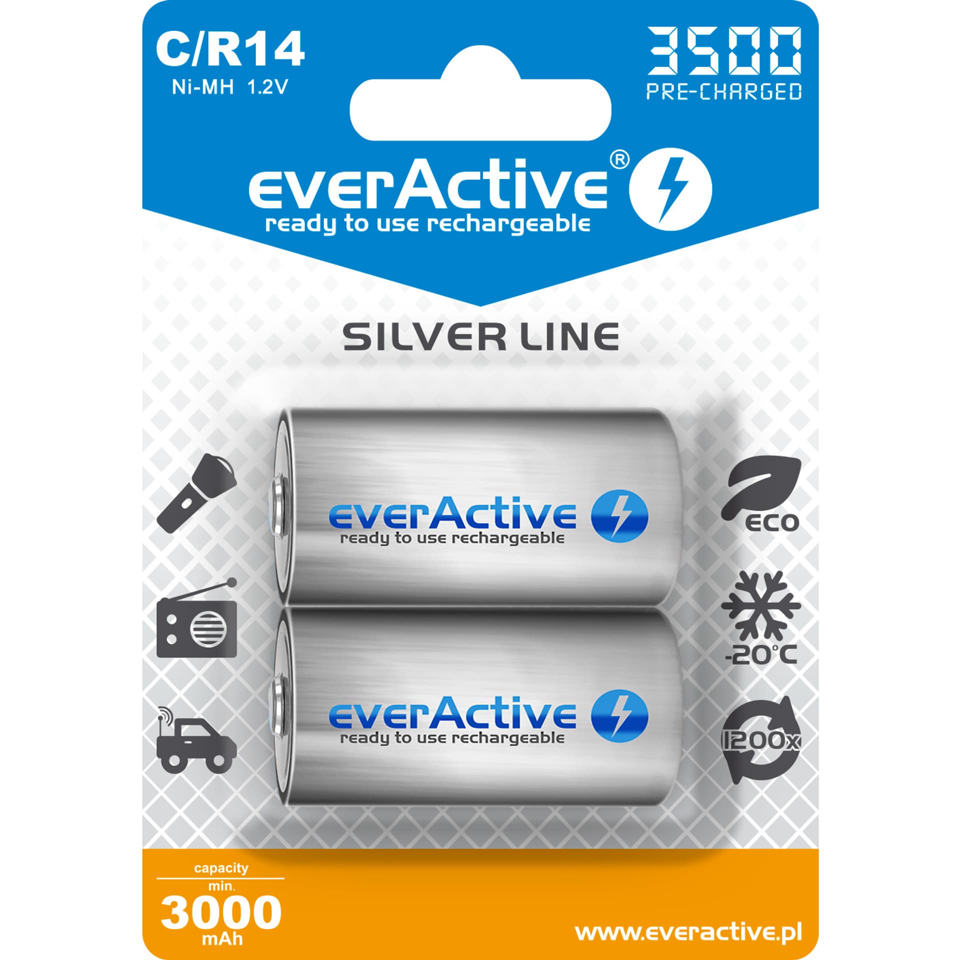 

Zestaw akumulatorków everActive EVHRL14-3500 (3500mAh ; Ni-MH)