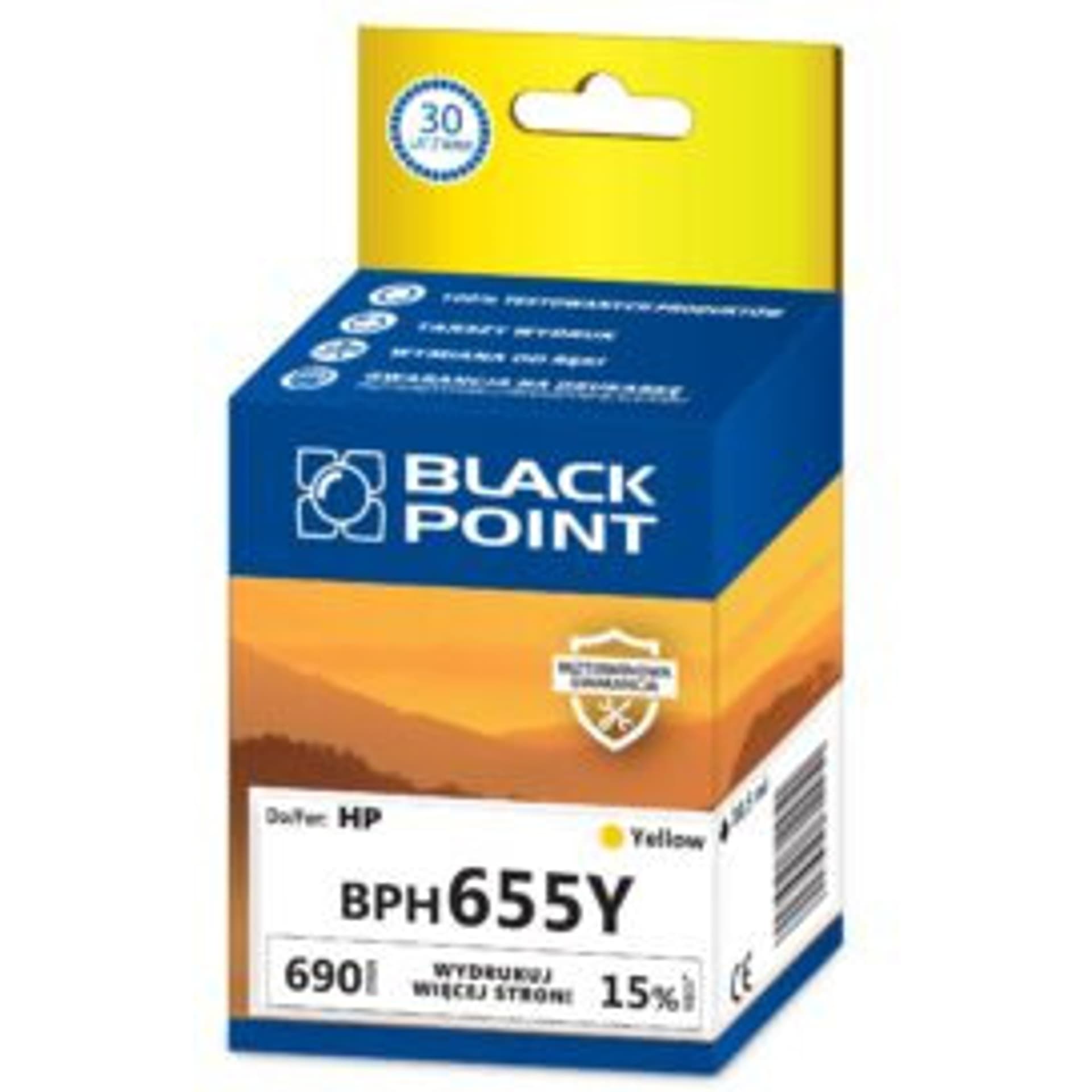 

Tusz BLACK POINT (BPH655Y) żółty 690str zamiennik HP (655/CZ112AE)