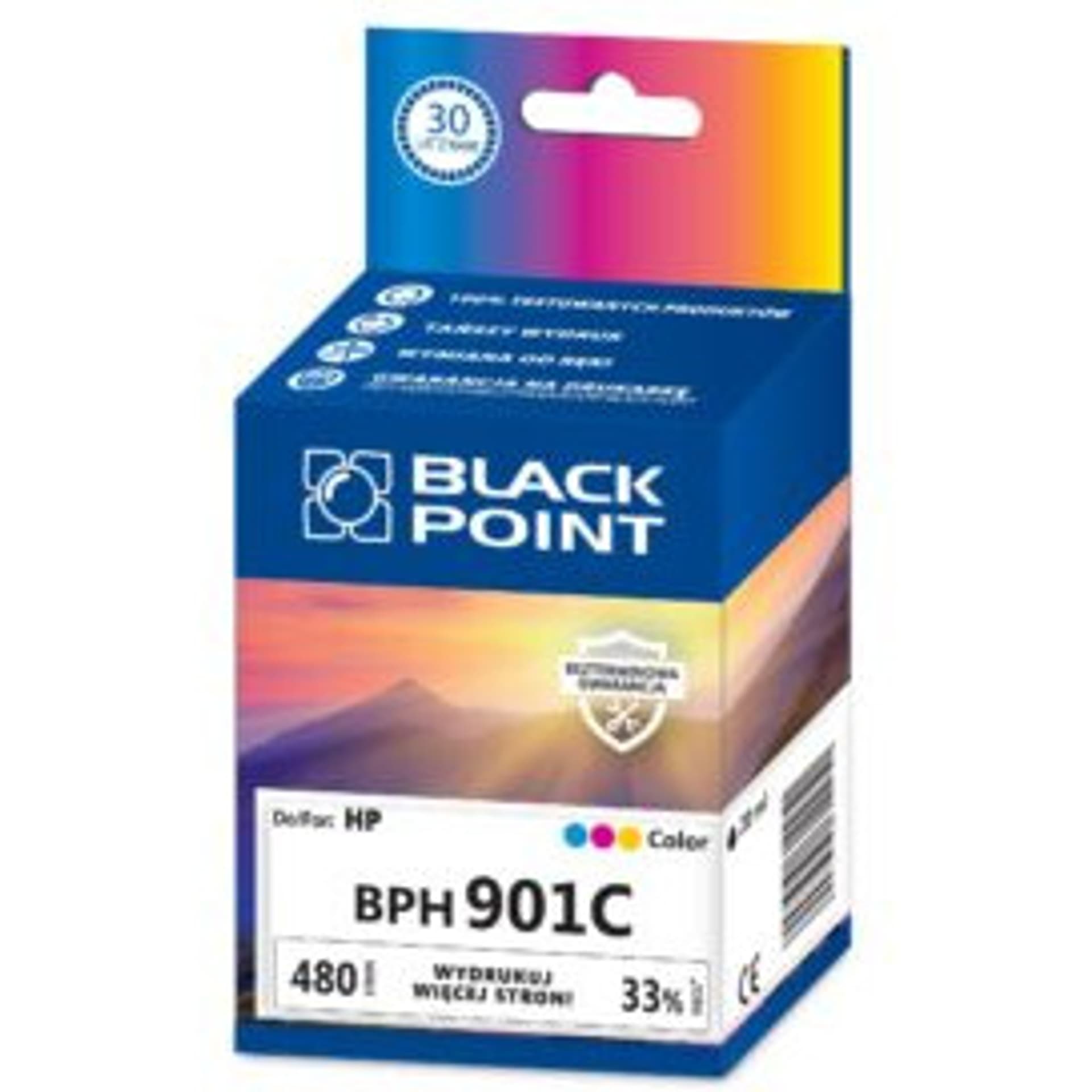 

Tusz BLACK POINT (BPH901C) kolor 480str zamiennik HP (901/CC656AE)