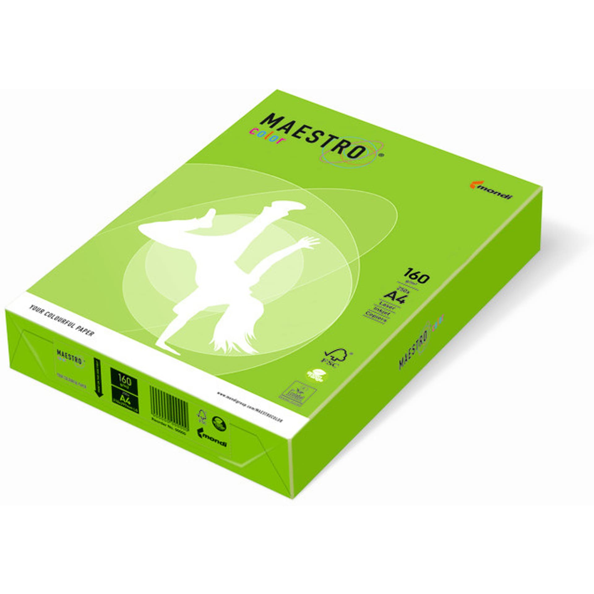 

Papier ksero A4 160g MAESTRO COLOR MA42 Spring Green 250ark 9417-MA42A16