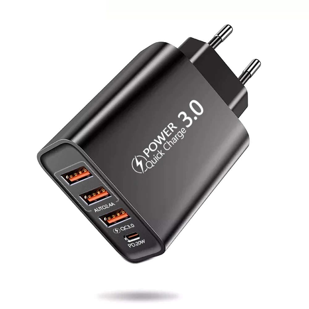 

Ładowarka sieciowa Alogy szybka 3x USB-A + USB-C PD 20W Czarna