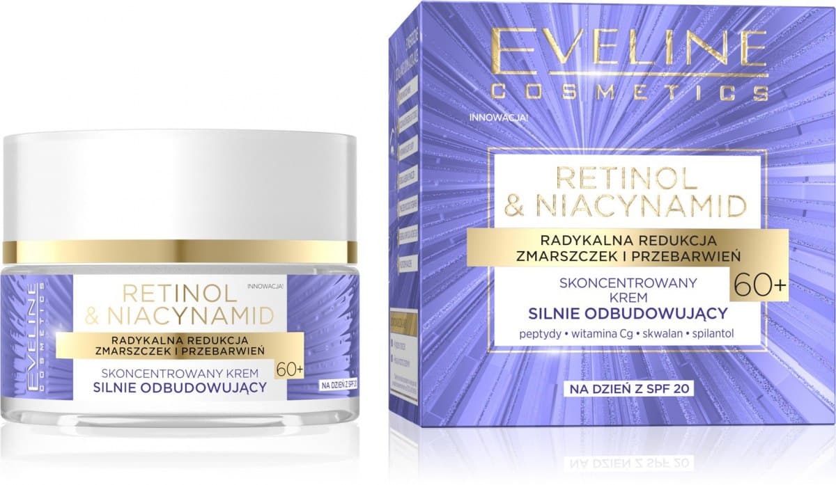 

Eveline Retinol & Niacynamid 60+ Skoncentrowany Krem silnie odbudowujący SPF20 na dzień 50ml