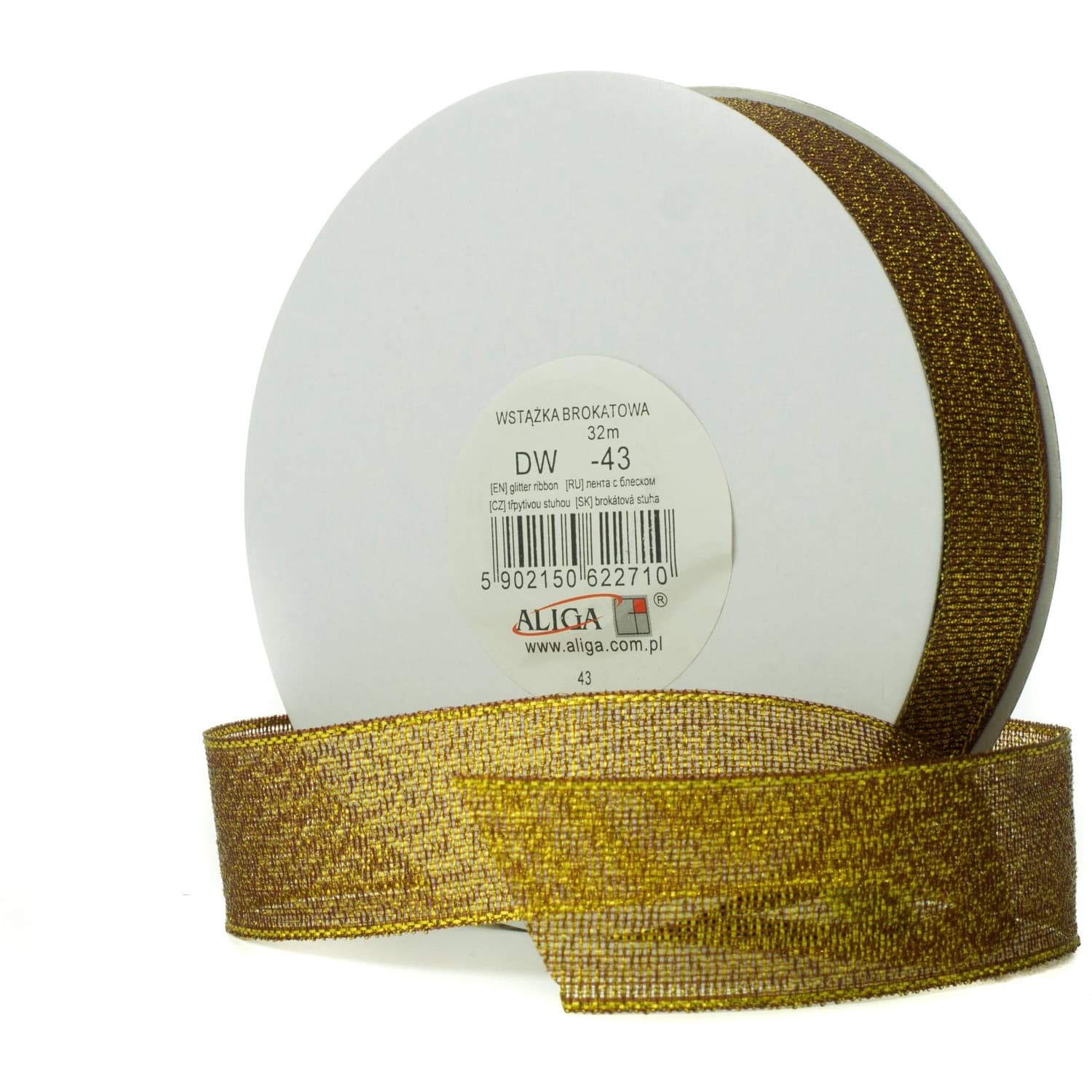 

Wstążka brokatowa złota 6mm x 32m (4) Aliga DW06-43