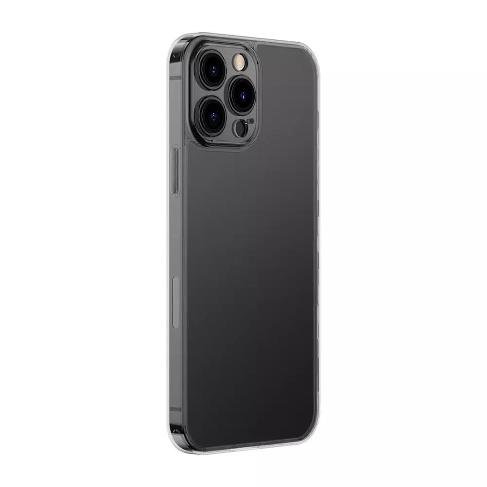 

Baseus Frosted Glass Case etui pokrowiec do iPhone 13 Pro Max sztywna obudowa z żelową ramką czarny (ARWS000501)