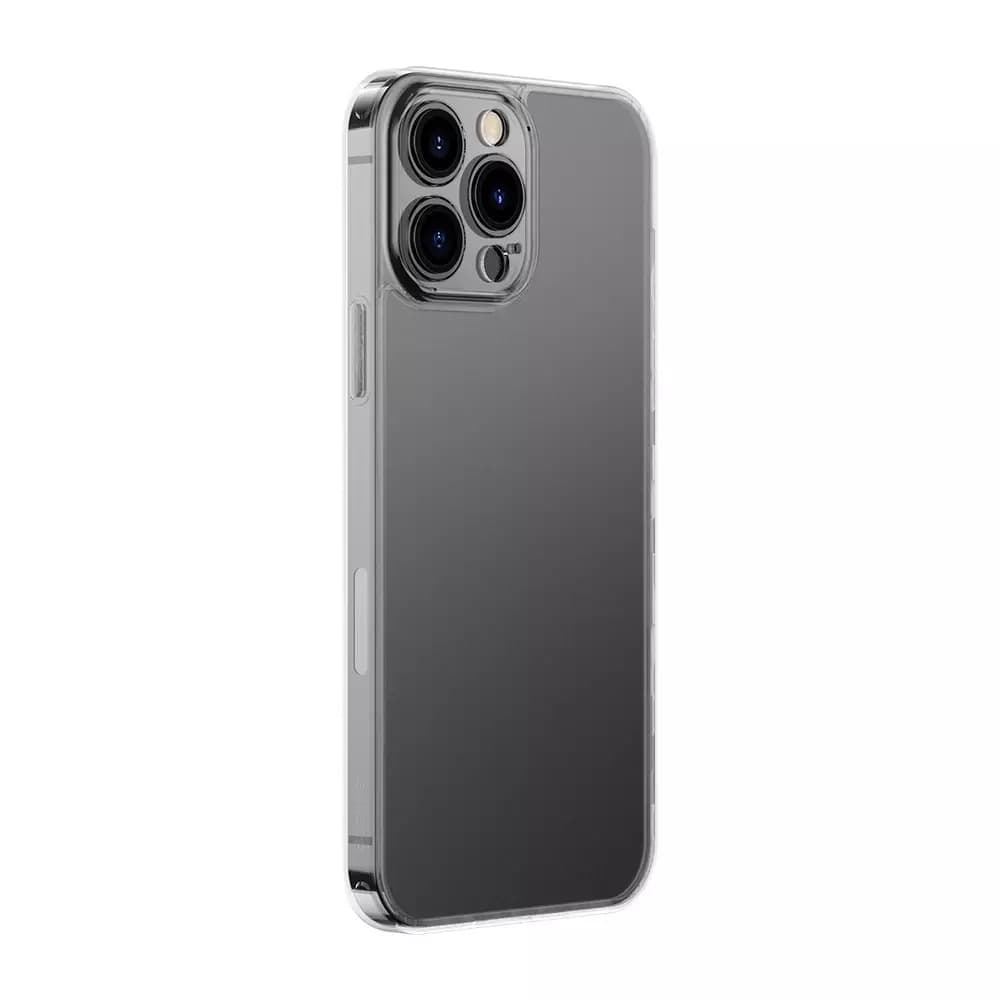 

Baseus Frosted Glass Case etui pokrowiec do iPhone 13 Pro sztywna obudowa z żelową ramką przezroczysty (ARWS000102)