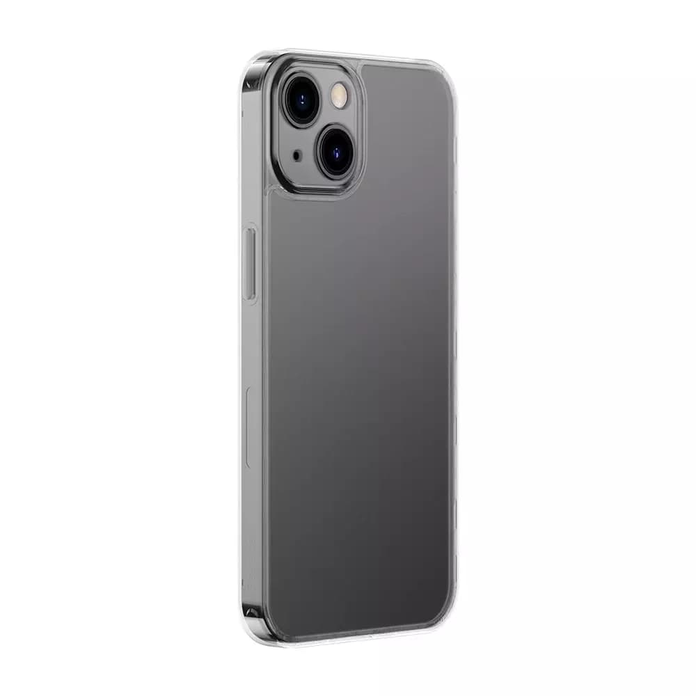 

Baseus Frosted Glass Case etui pokrowiec do iPhone 13 sztywna obudowa z żelową ramką przezroczysty (ARWS000002)