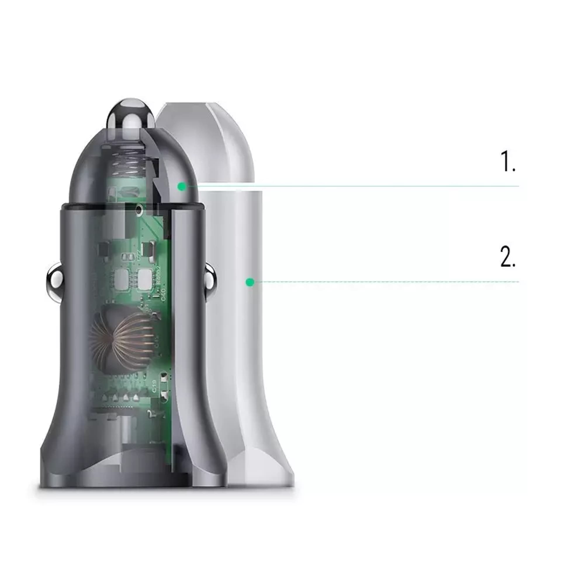 

Ugreen ładowarka samochodowa USB Typ C / USB 24W Power Delivery Quick Charge szary (30780)