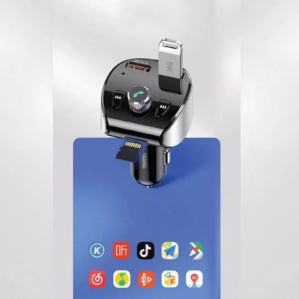 

Joyroom transmiter FM Bluetooth 5.0 MP3 micro SD ładowarka samochodowa 2x USB 18 W 3 A Quick Charge 3.0 czarny (JR-CL02)
