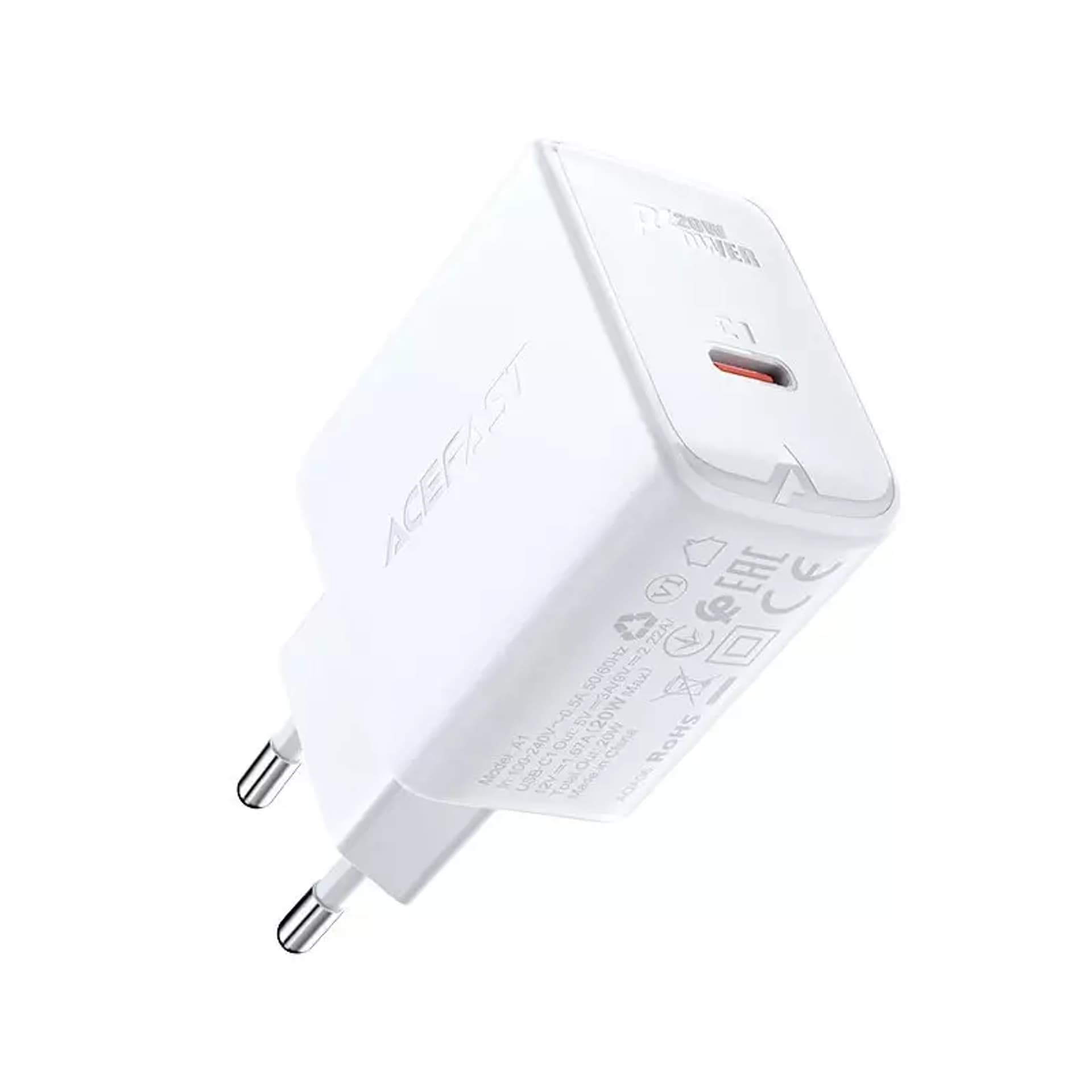 

Acefast szybka ładowarka sieciowa USB Typ C 20W Power Delivery biały (A1 EU white)