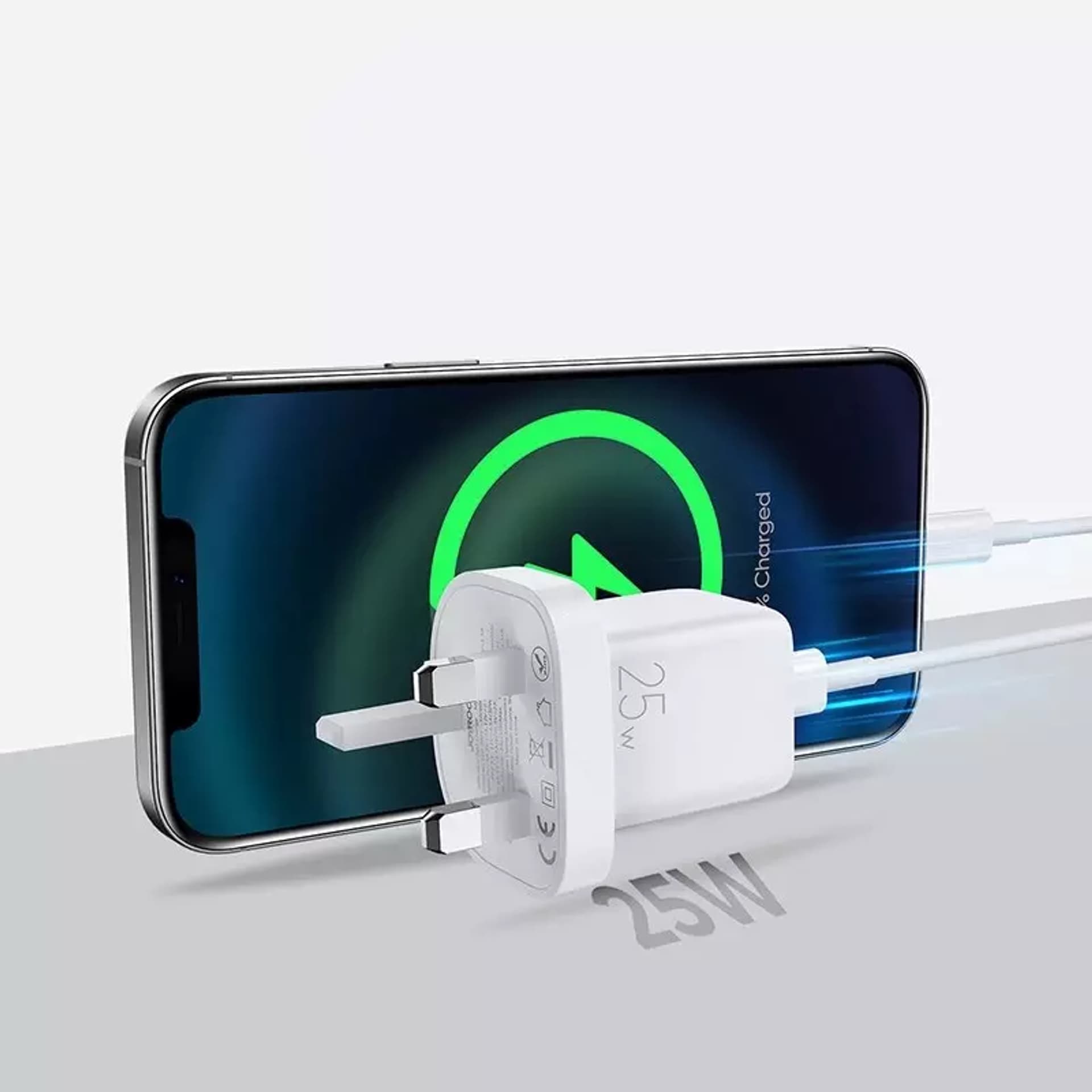 

Joyroom szybka ładowarka sieciowa USB Typ C 25W 3A wtyczka UK biały (L-P251)