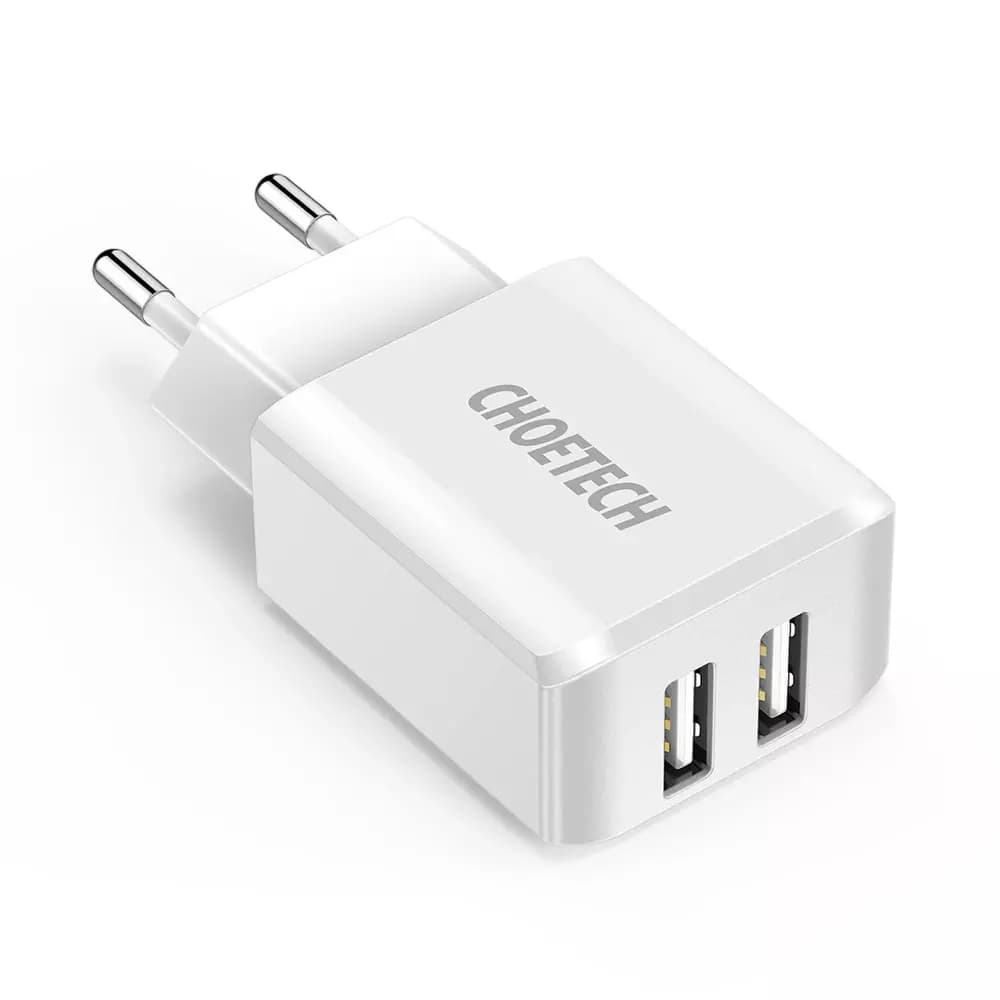 

Choetech dwuportowa ładowarka sieciowa 2 x USB-A 10W 2A biały (C0030)