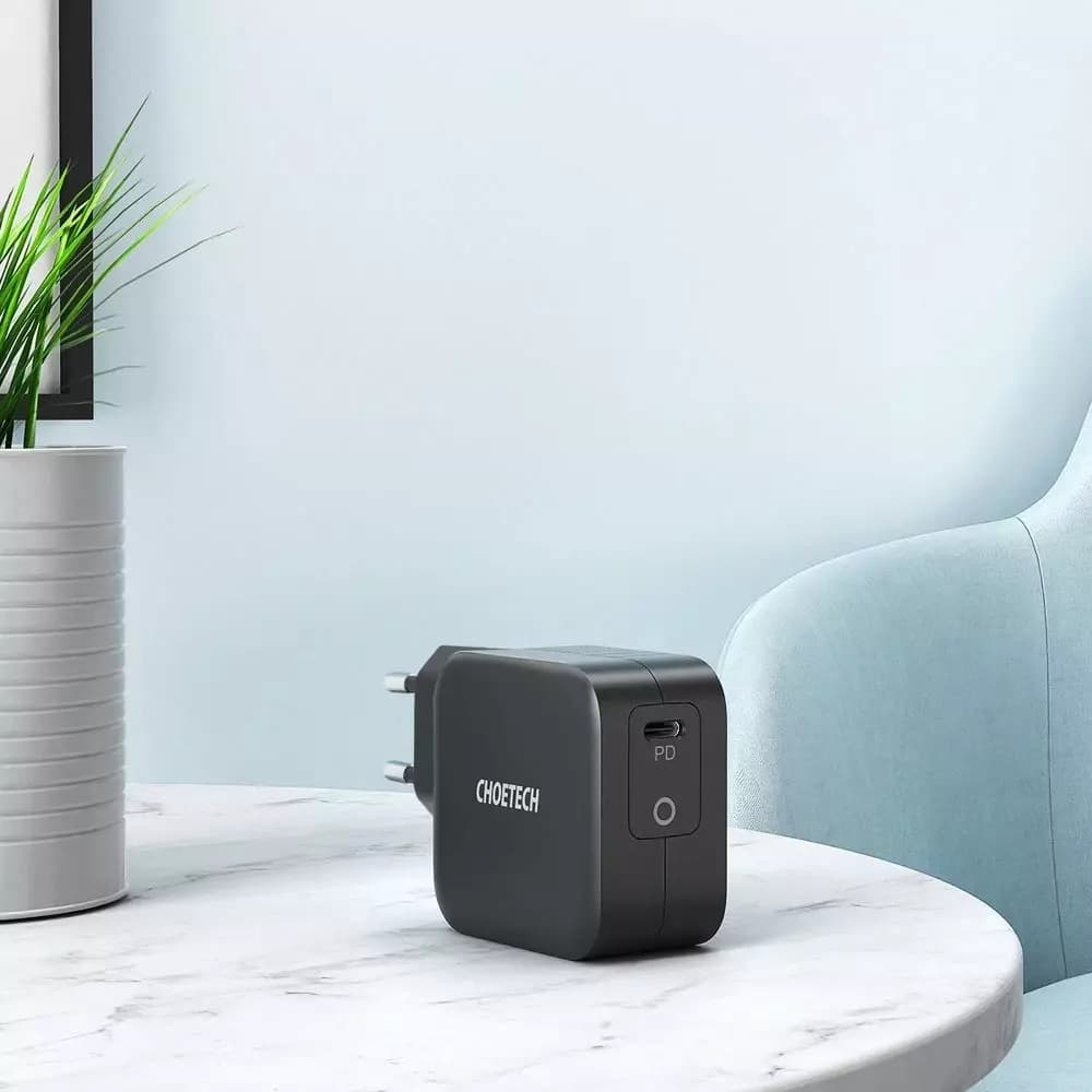 

Choetech ładowarka sieciowa GaN USB Typ C 60W Power Delivery + kabel USB Typ C - USB Typ C 1,8m czarny (Q6006)
