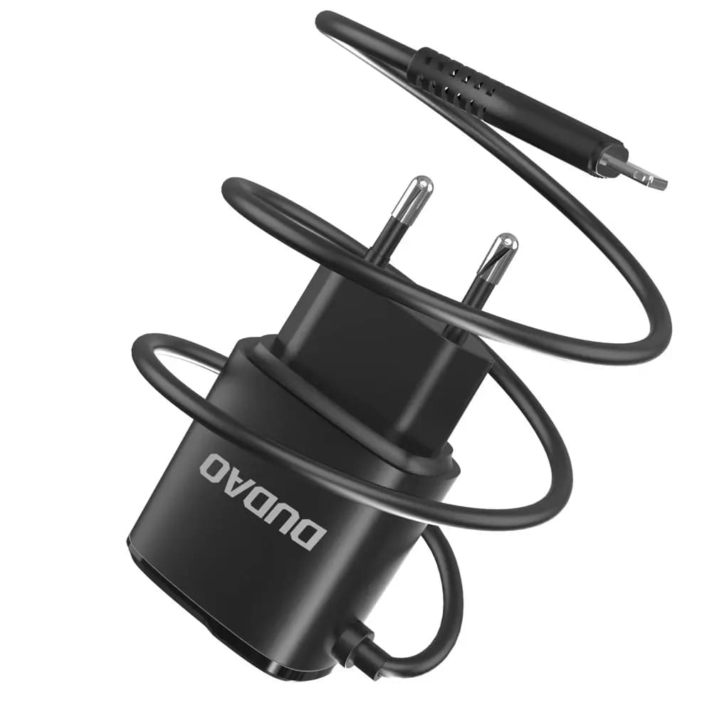 

Dudao ładowarka sieciowa 2x USB z wbudowanym kablem Lightning 12 W czarny (A2ProL black)