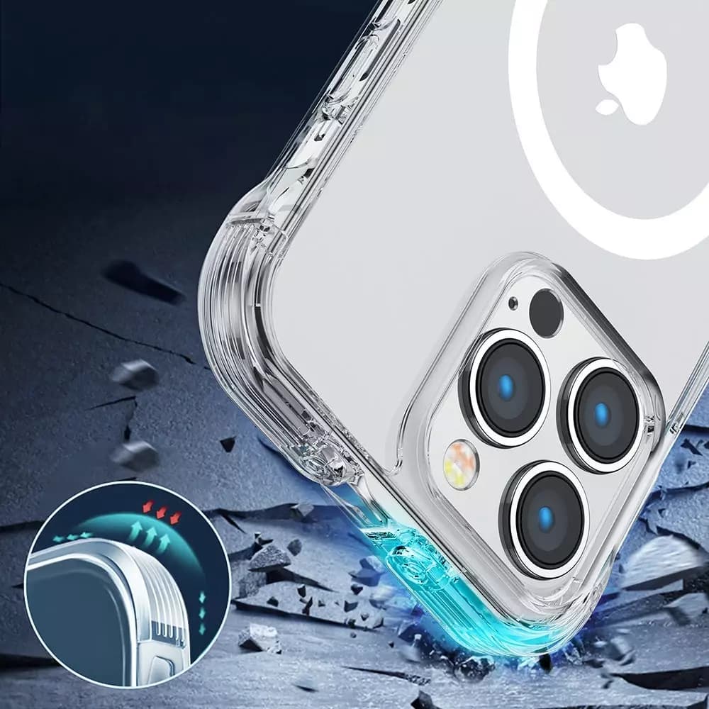 

Joyroom Magnetic Defender magnetyczne etui do iPhone 14 pancerny pokrowiec z haczykami podstawką przezroczysty (kompatybilne z MagSafe)