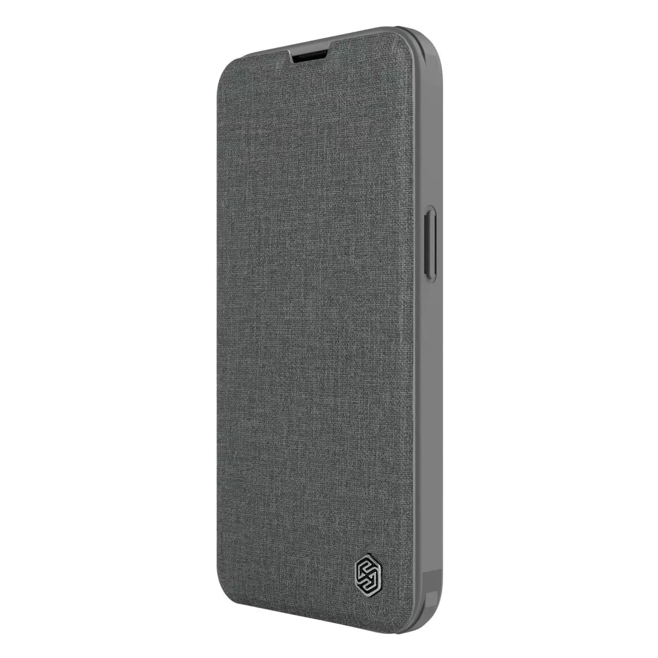 

Nillkin Qin Cloth Pro Case etui do iPhone 13 Pro Max osłona na aparat kabura pokrowiec obudowa z klapką szary