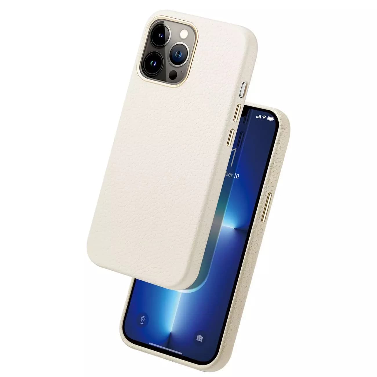 

Dux Ducis Roma skórzane etui do iPhone 13 Pro Max elegancki pokrowiec z naturalnej skóry biały