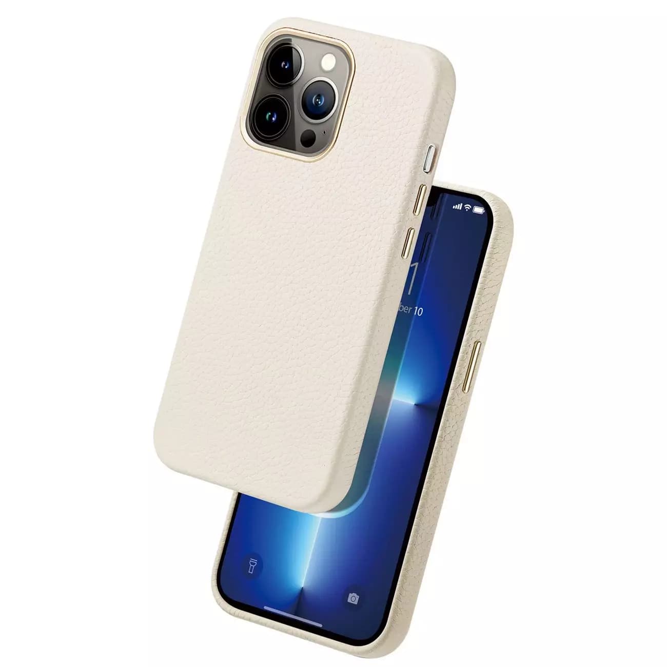 

Dux Ducis Roma skórzane etui do iPhone 13 Pro elegancki pokrowiec z naturalnej skóry biały