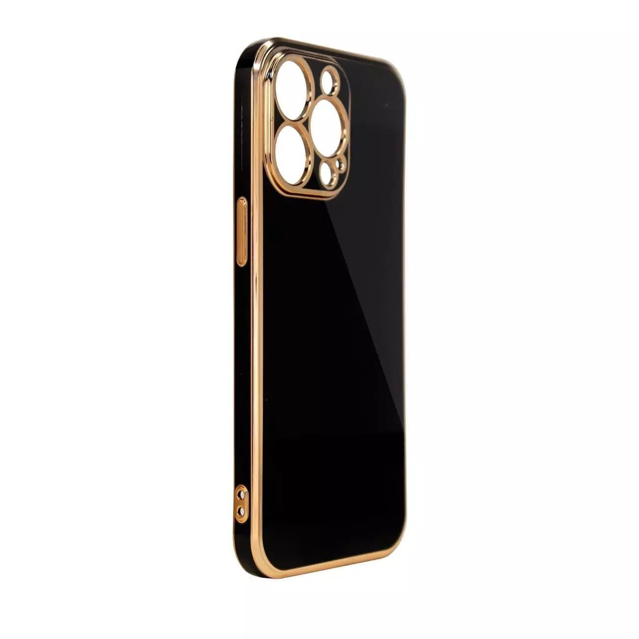 

Lighting Color Case etui do iPhone 12 Pro żelowy pokrowiec ze złotą ramką czarny