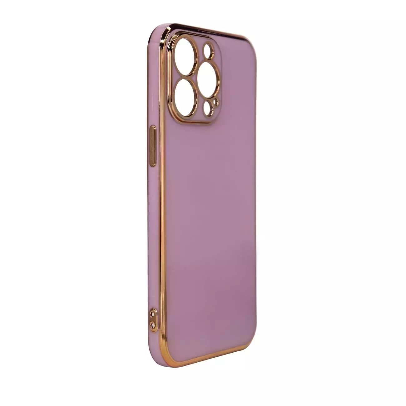 

Lighting Color Case etui do iPhone 12 Pro żelowy pokrowiec ze złotą ramką fioletowy