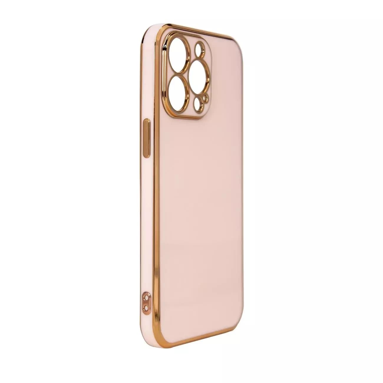 

Lighting Color Case etui do iPhone 12 Pro żelowy pokrowiec ze złotą ramką różowy