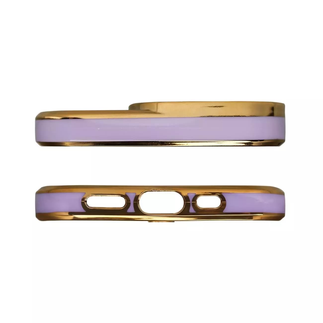 

Fashion Case etui do iPhone 13 żelowy pokrowiec ze złotą ramką fioletowy