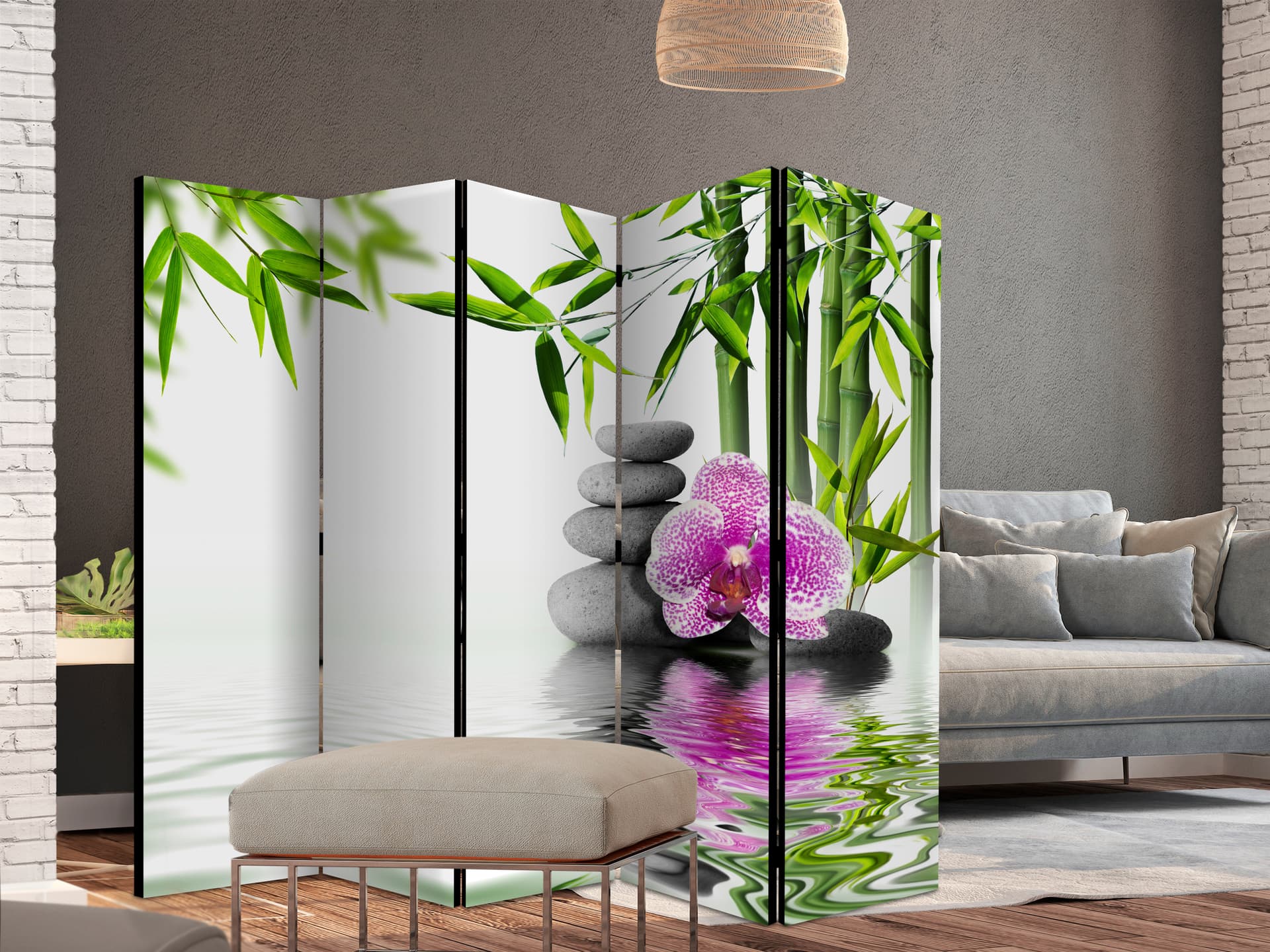 

Parawan 5-częściowy - Ogród wodny II [Room Dividers] (rozmiar 225x172)