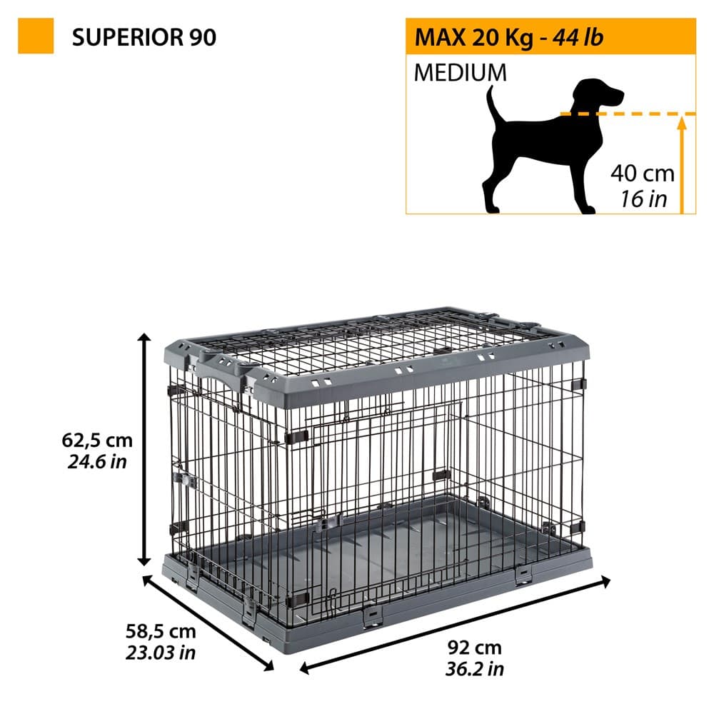 

Ferplast SUPERIOR 90 Klatka dla psów 92x58,5x62,5cm