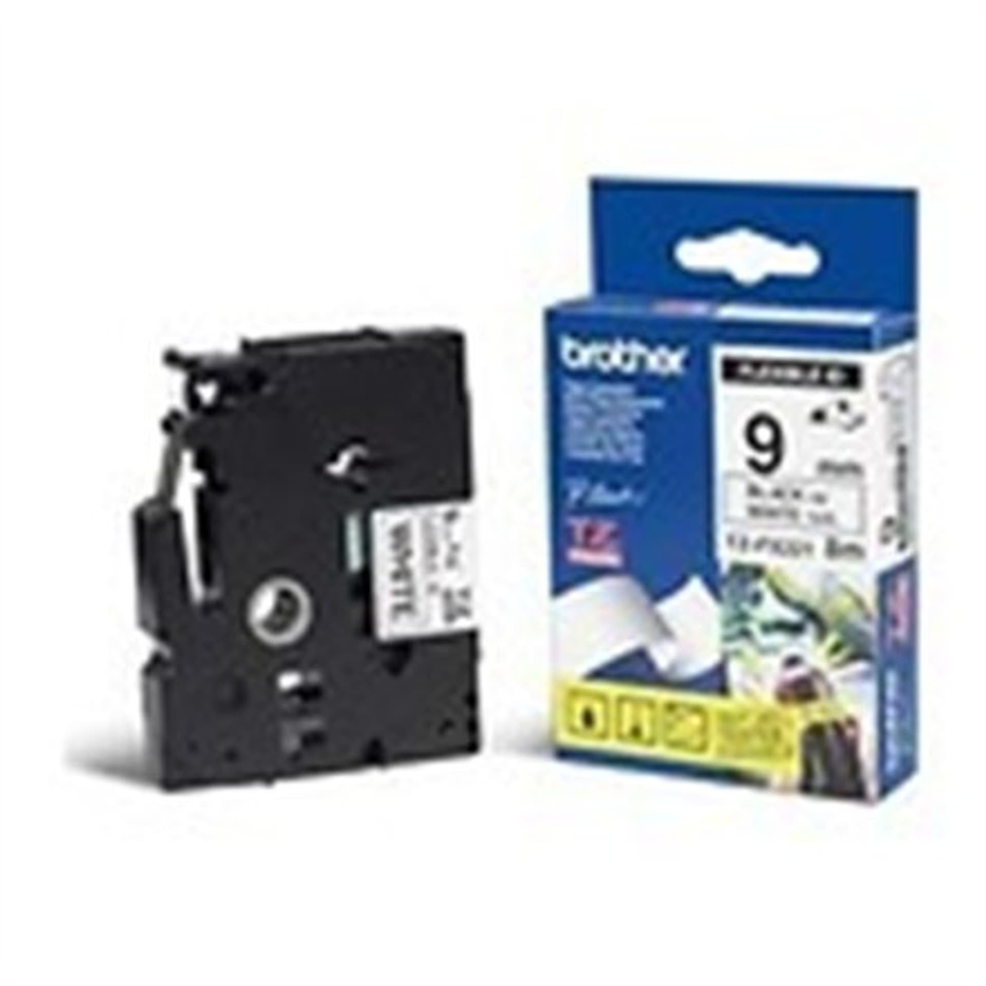 

Brother TZe-FX221 Flexible ID Laminated Tape Black on White, TZe, 0.9 cm, 8 m