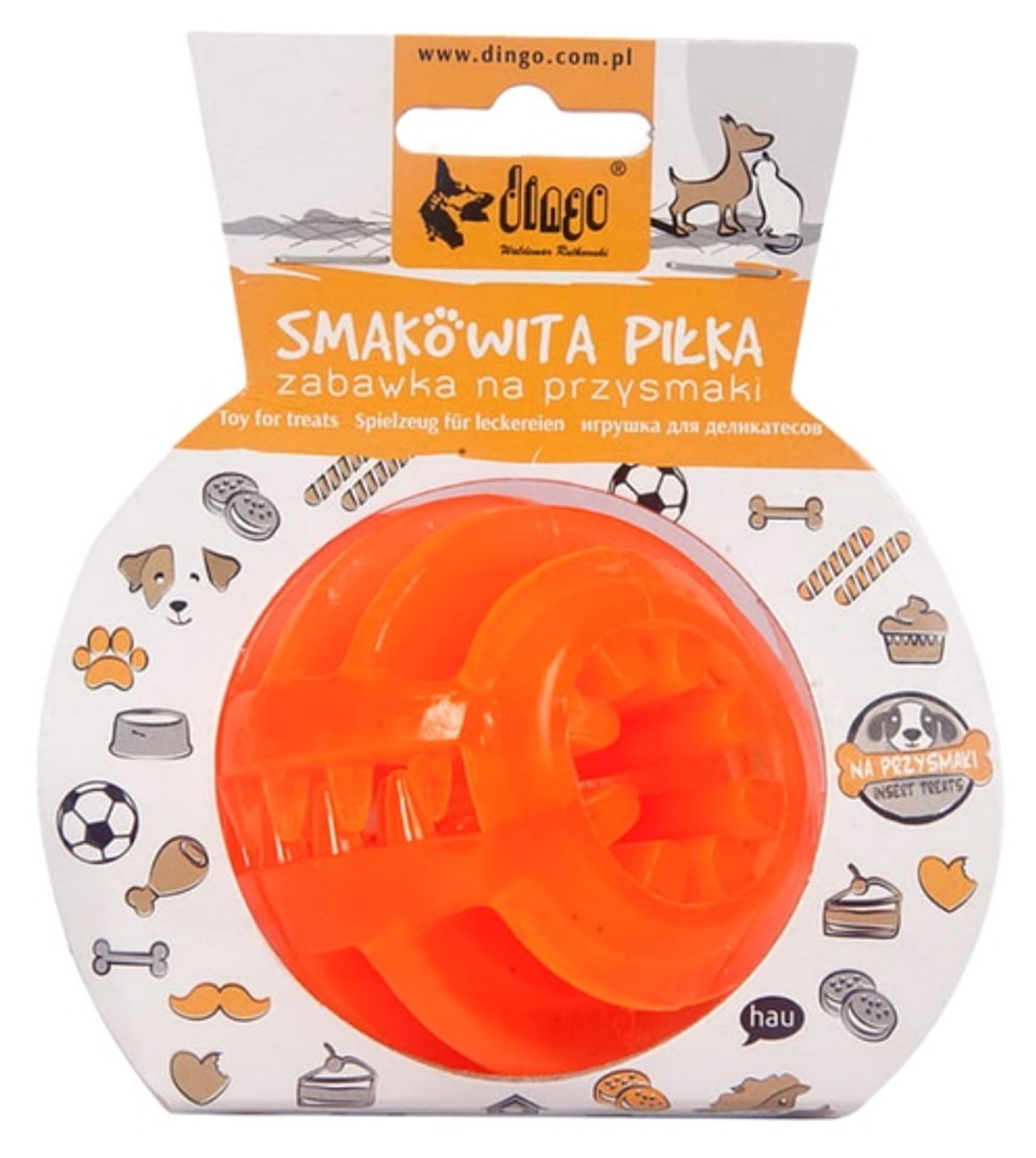 

Dingo Zabawka dla psa - Smakowita piłka z rowkami 7,5cm pomarańczowa
