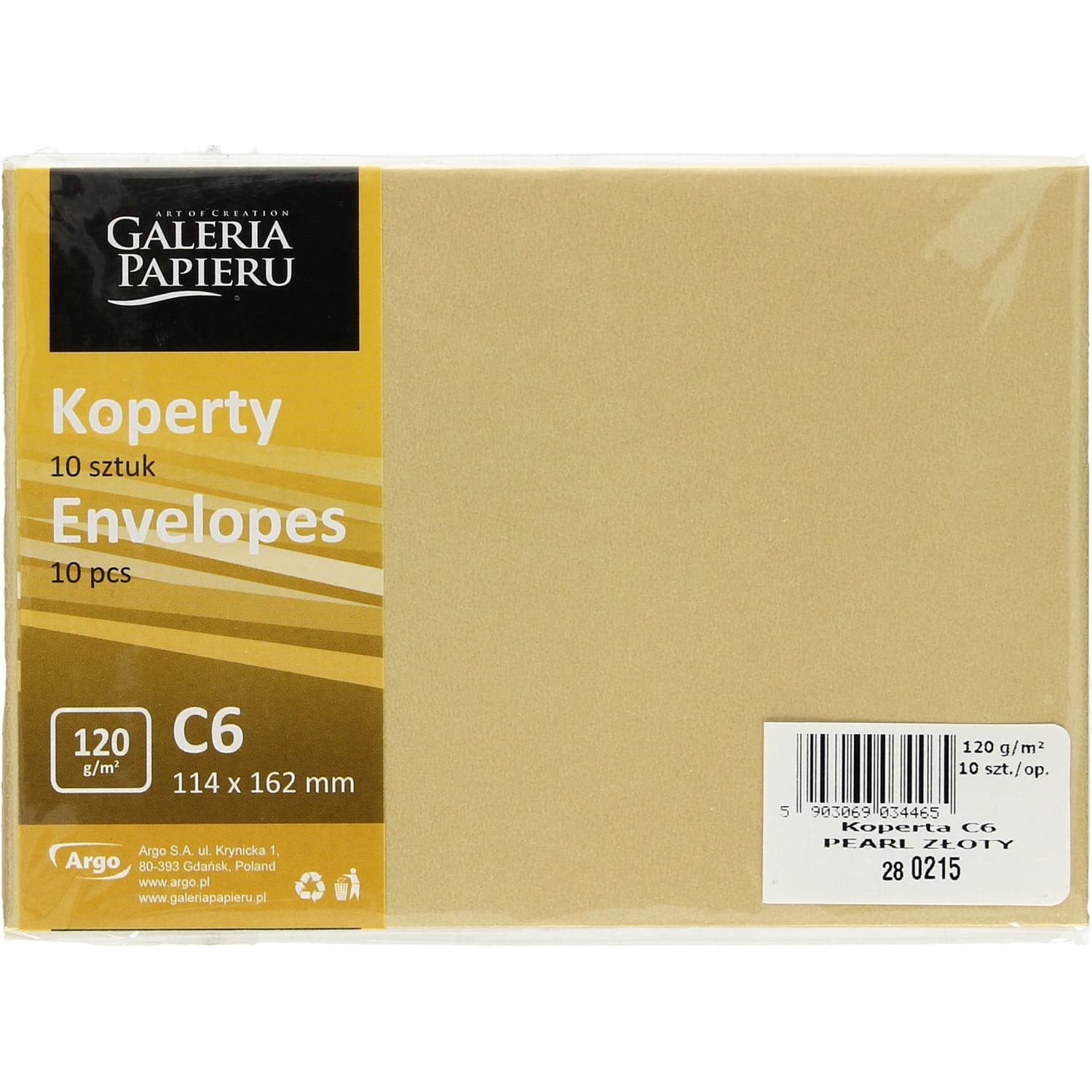 

Koperta C6 Pearl złoty 120g (10szt.) 280215 Galeria Papieru, 10szt.) 280215 galeria papier