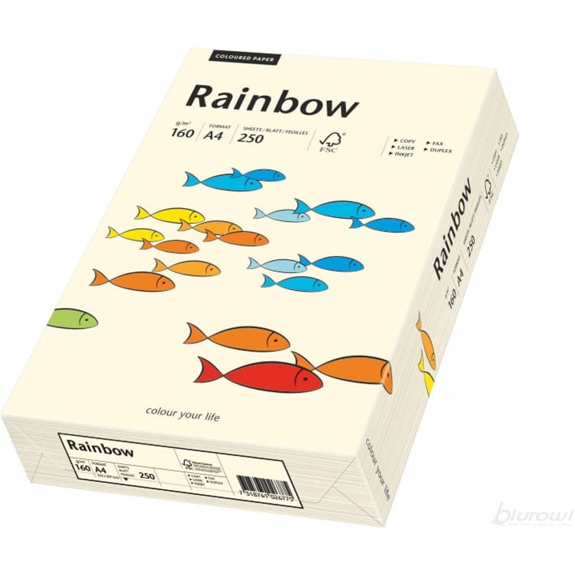 

Papier ksero A4 160g RAINBOW R03 kremowy 250ark 88042257