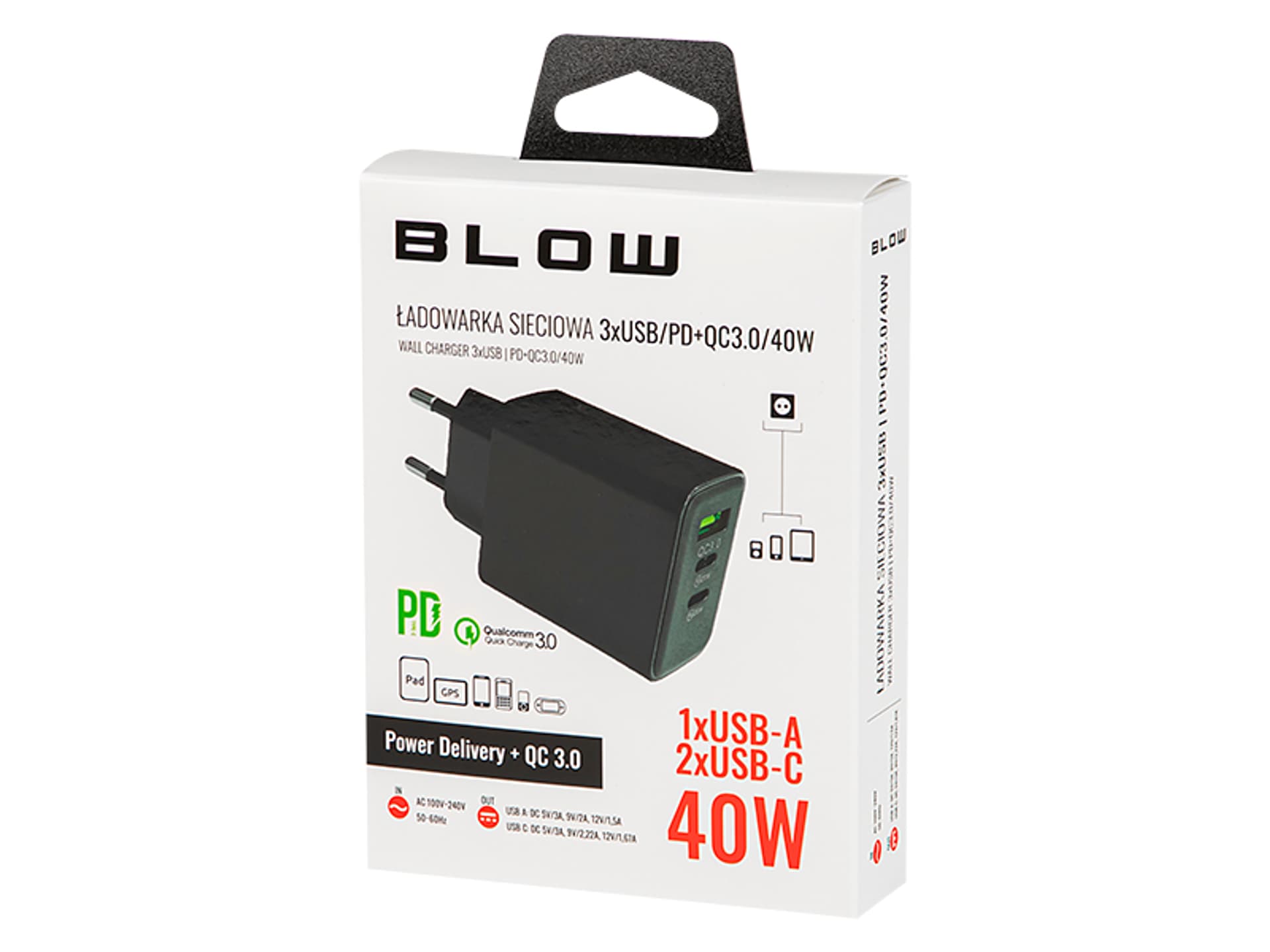 

76-011# Ładowarka siec. z gn.usb-cx2+usb pd 40w