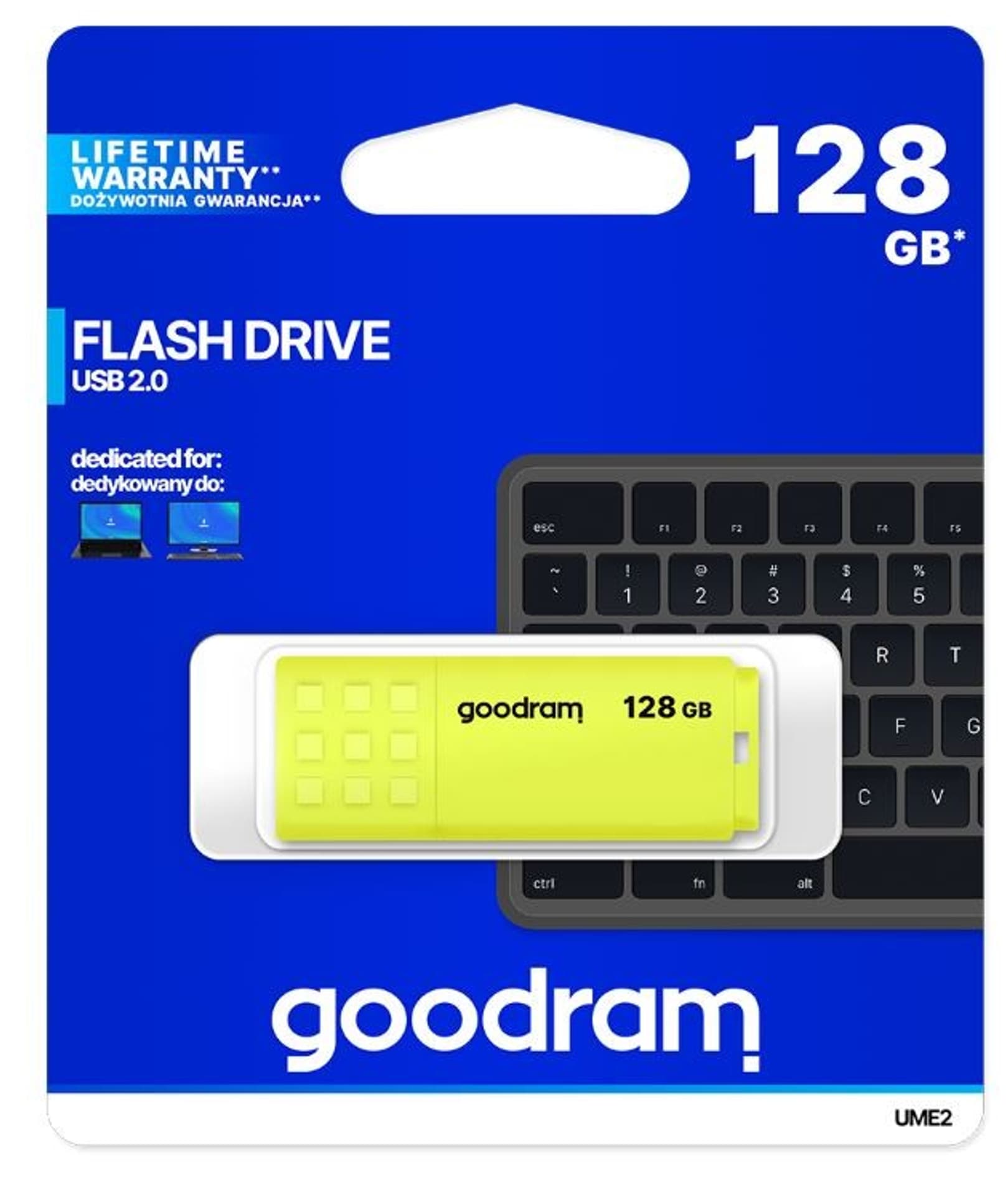 

Pamięć USB GOODRAM 128GB UME2 żółty USB 2.0 UME2-1280Y0R11