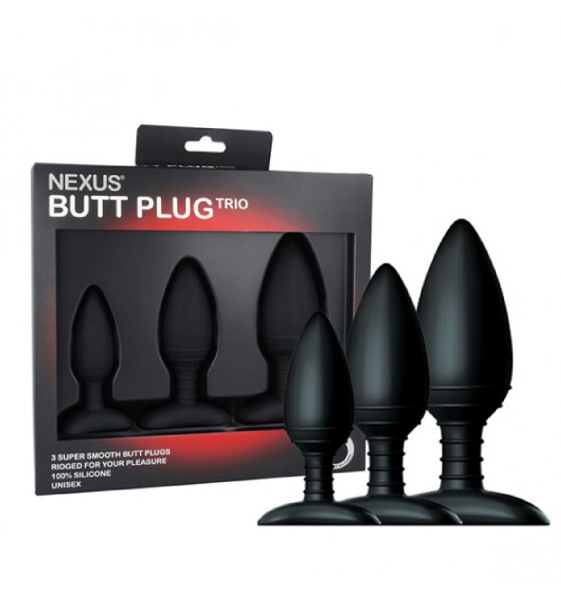 

Nexus Butt Plug Trio 3 Solid Silicone Butt Plugs S M L