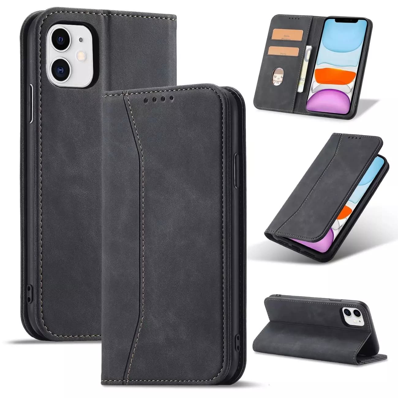 

Magnet Fancy Case etui do iPhone 12 pokrowiec portfel na karty kartę podstawka czarny