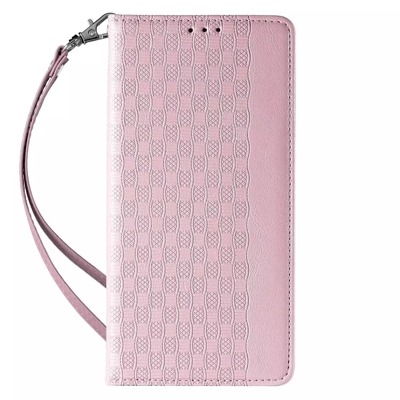 

Magnet Strap Case etui do iPhone 12 Pro Max pokrowiec portfel + mini smycz zawieszka różowy