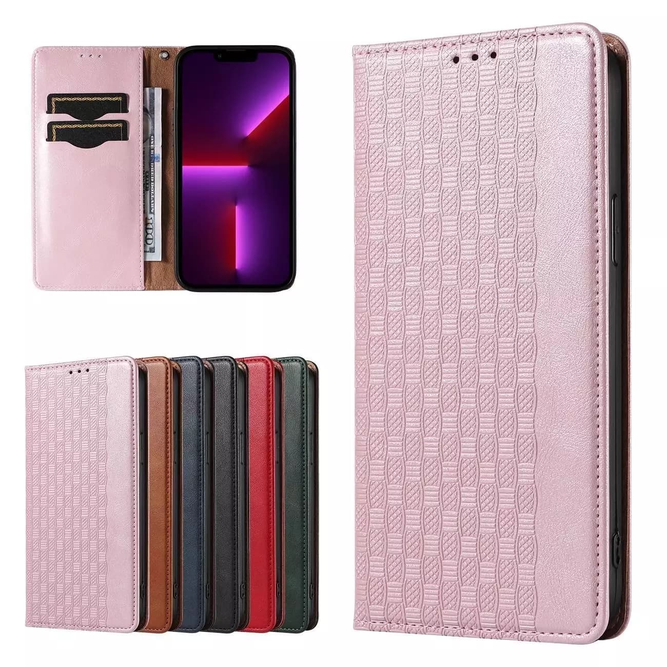 

Magnet Strap Case etui do iPhone 13 Pro Max pokrowiec portfel + mini smycz zawieszka różowy