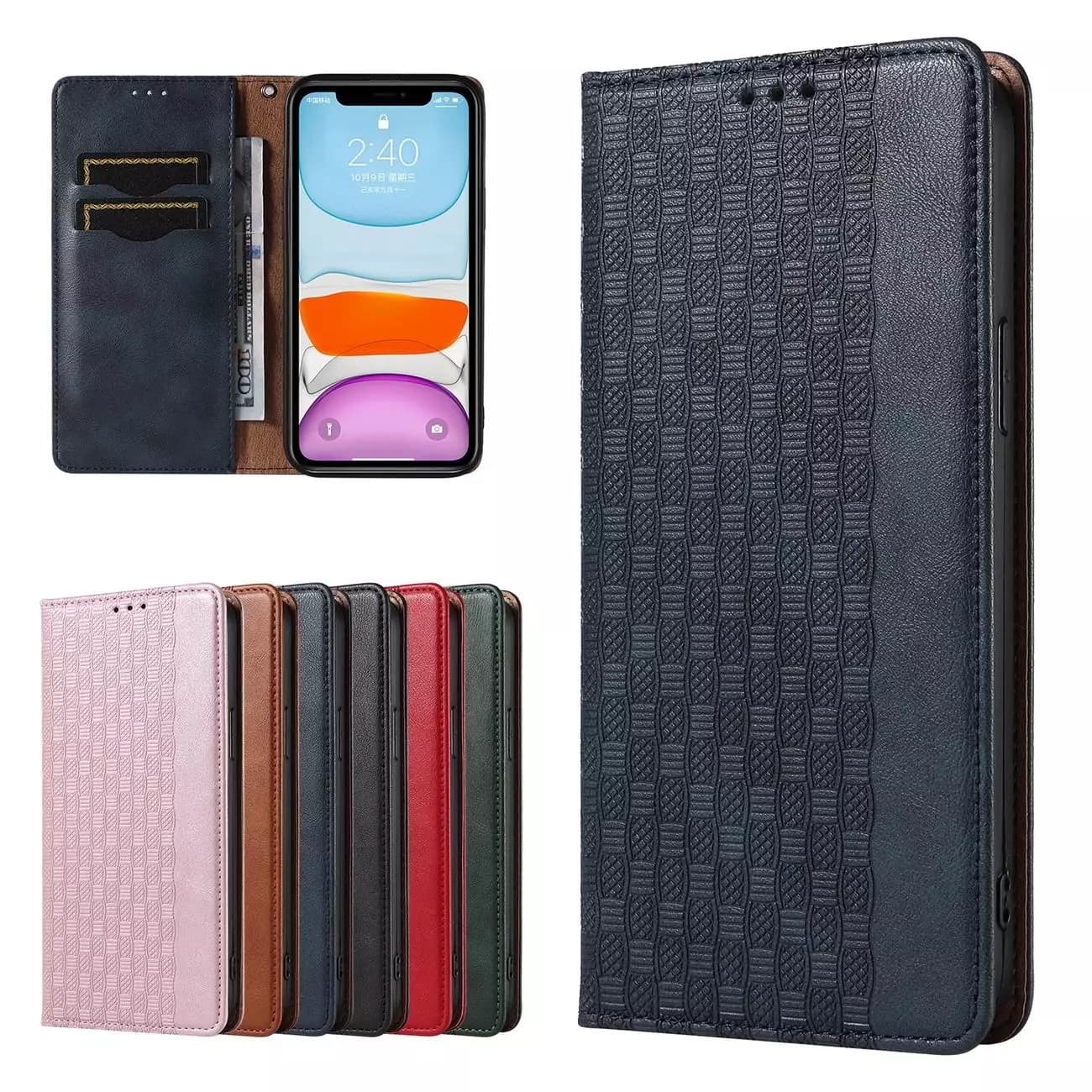 

Magnet Strap Case etui do iPhone 13 pokrowiec portfel + mini smycz zawieszka niebieski