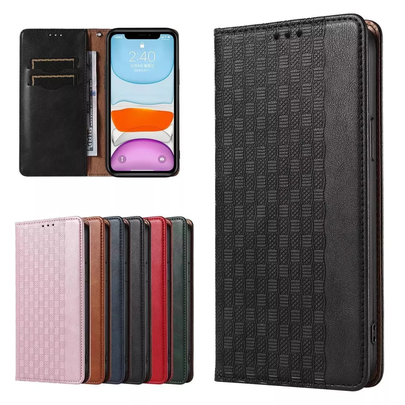 

Magnet Strap Case etui do iPhone 12 pokrowiec portfel + mini smycz zawieszka czarny