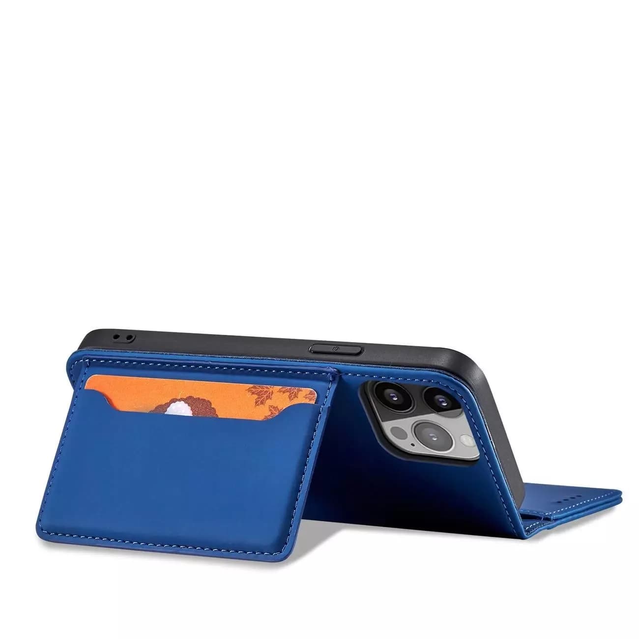 

Magnet Card Case etui do iPhone 13 Pro pokrowiec portfel na karty kartę podstawka niebieski