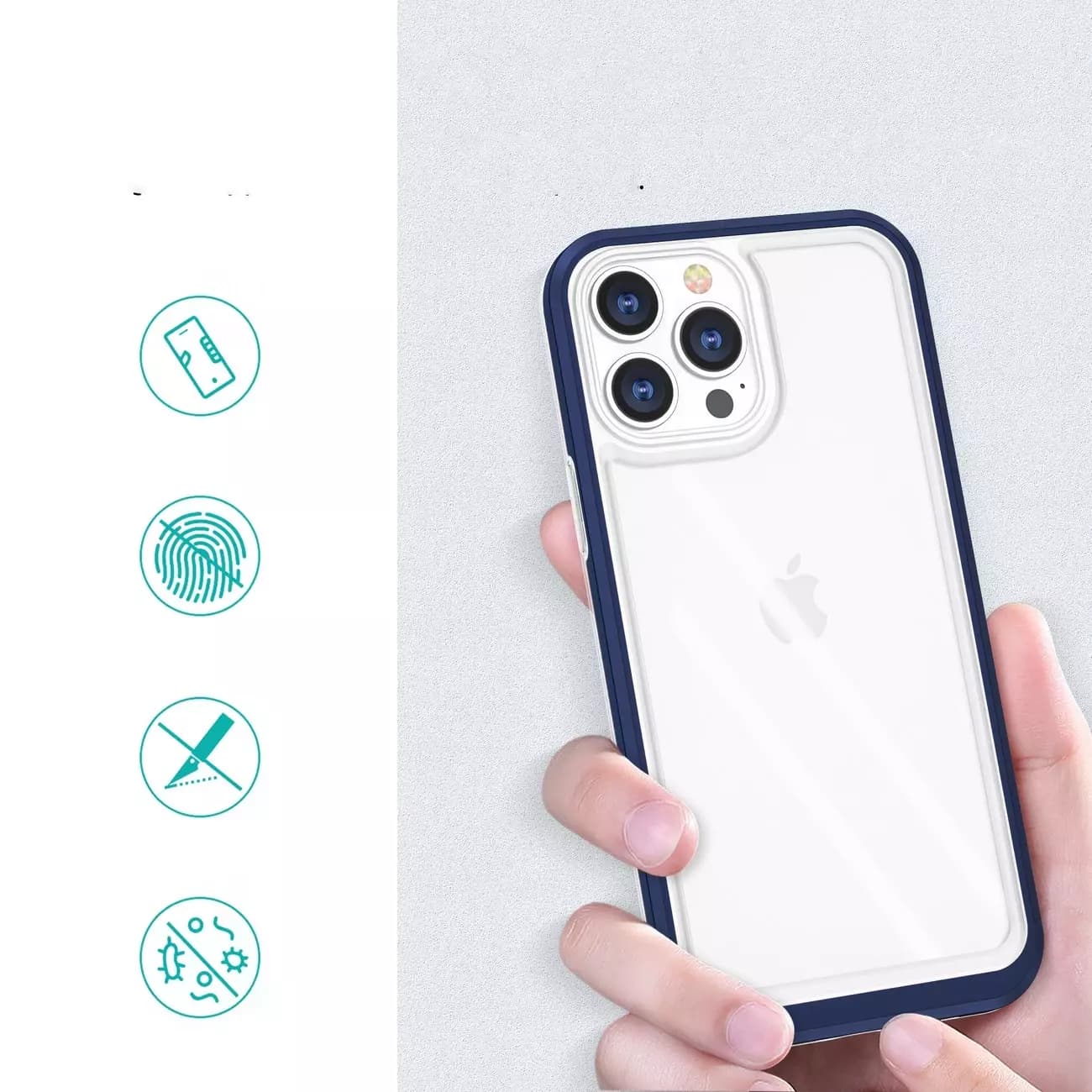 

Clear 3in1 etui do iPhone 13 Pro Max żelowy pokrowiec z ramką niebieski