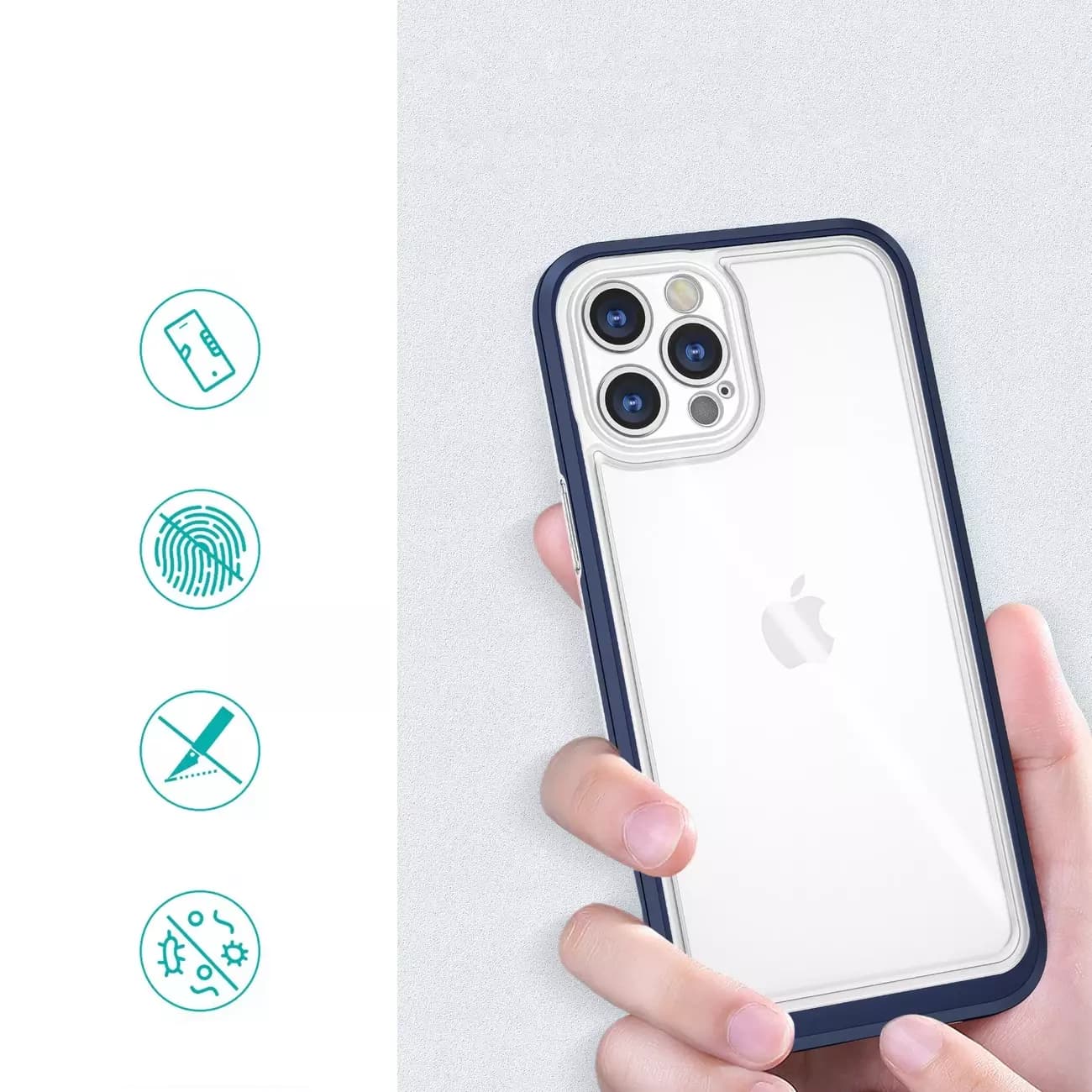 

Clear 3in1 etui do iPhone 12 Pro Max żelowy pokrowiec z ramką niebieski