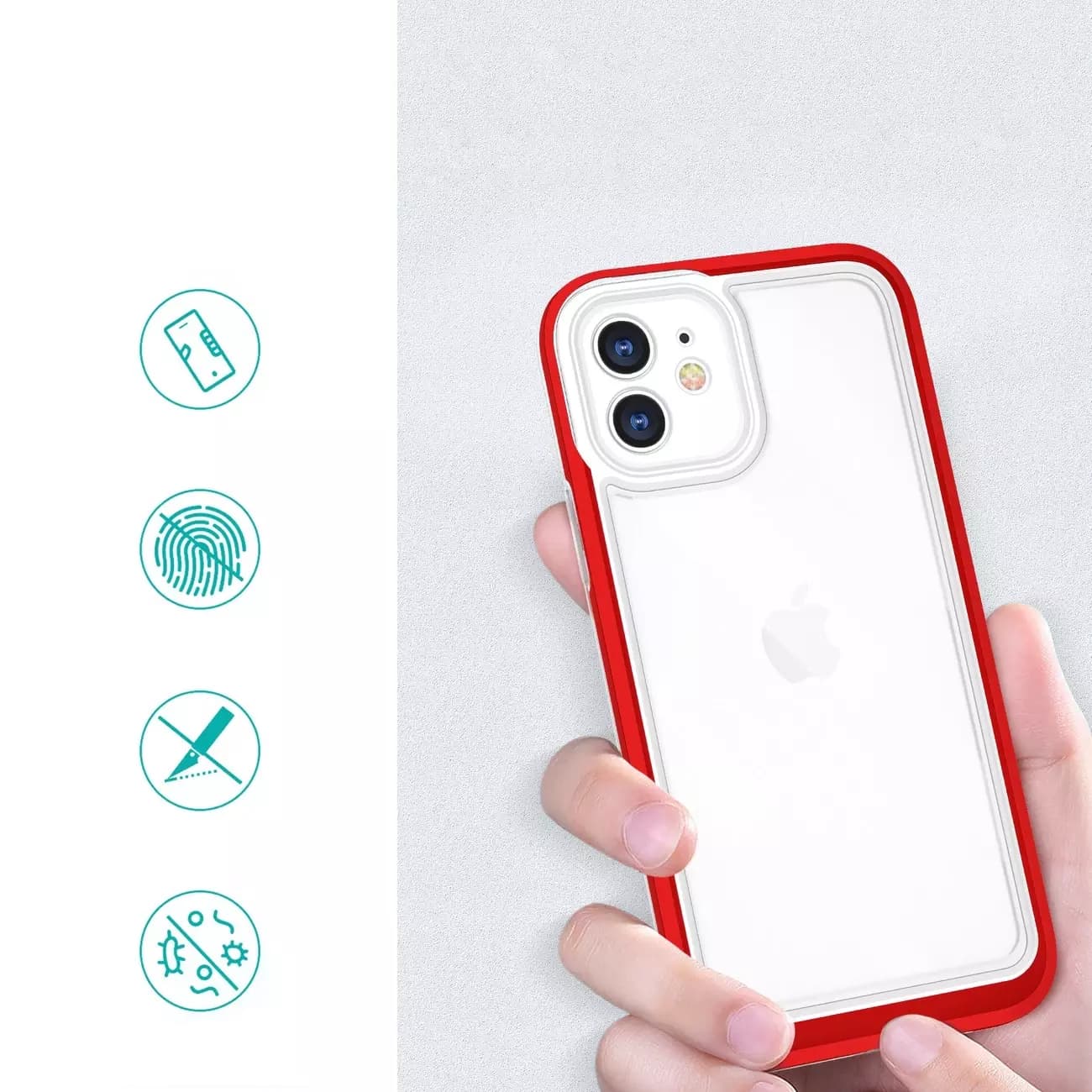

Clear 3in1 etui do iPhone 12 żelowy pokrowiec z ramką czerwony